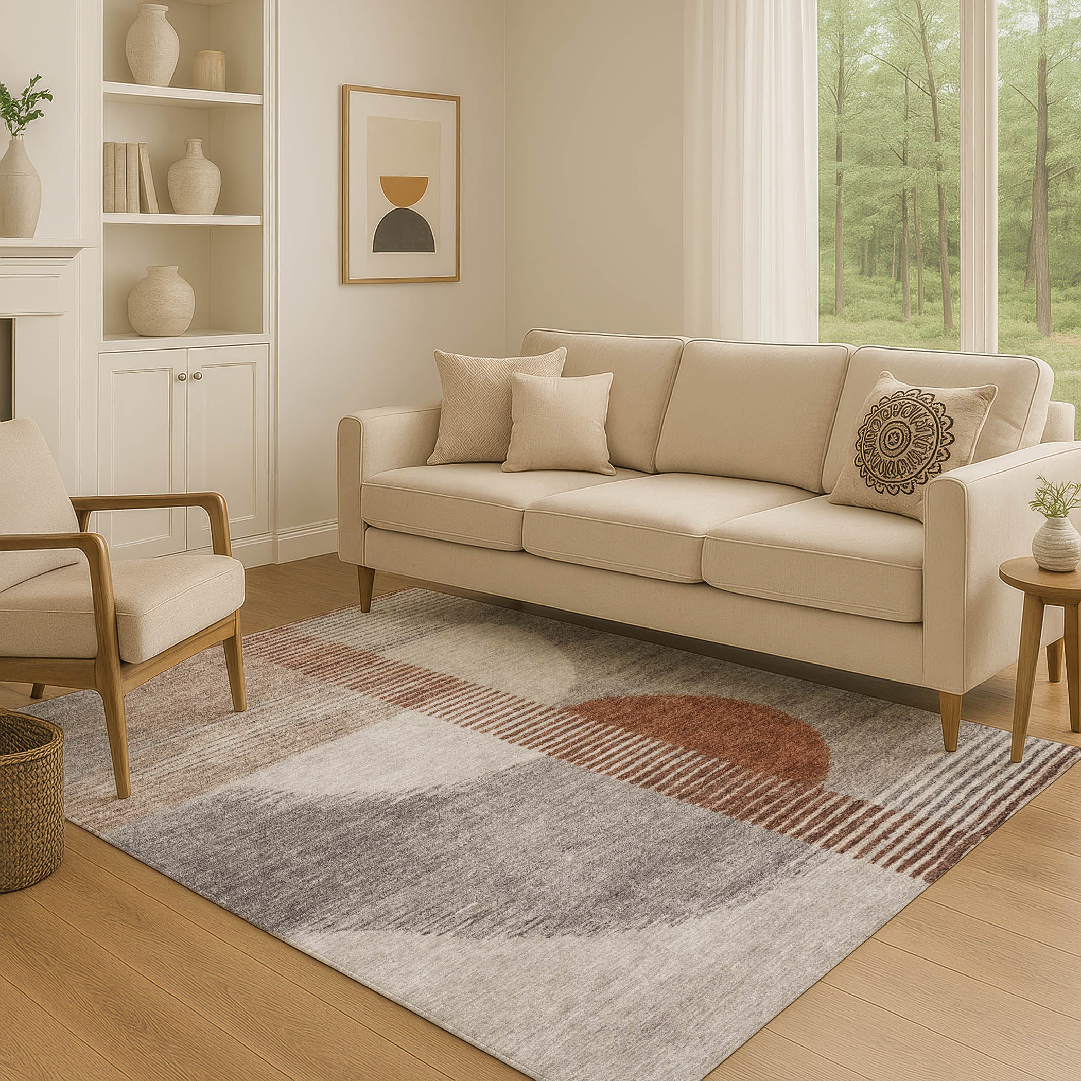 Valletta Machine Washable Transitional Taupe Brown Rug 2'6" x 3'10" #shape_Rectangle
