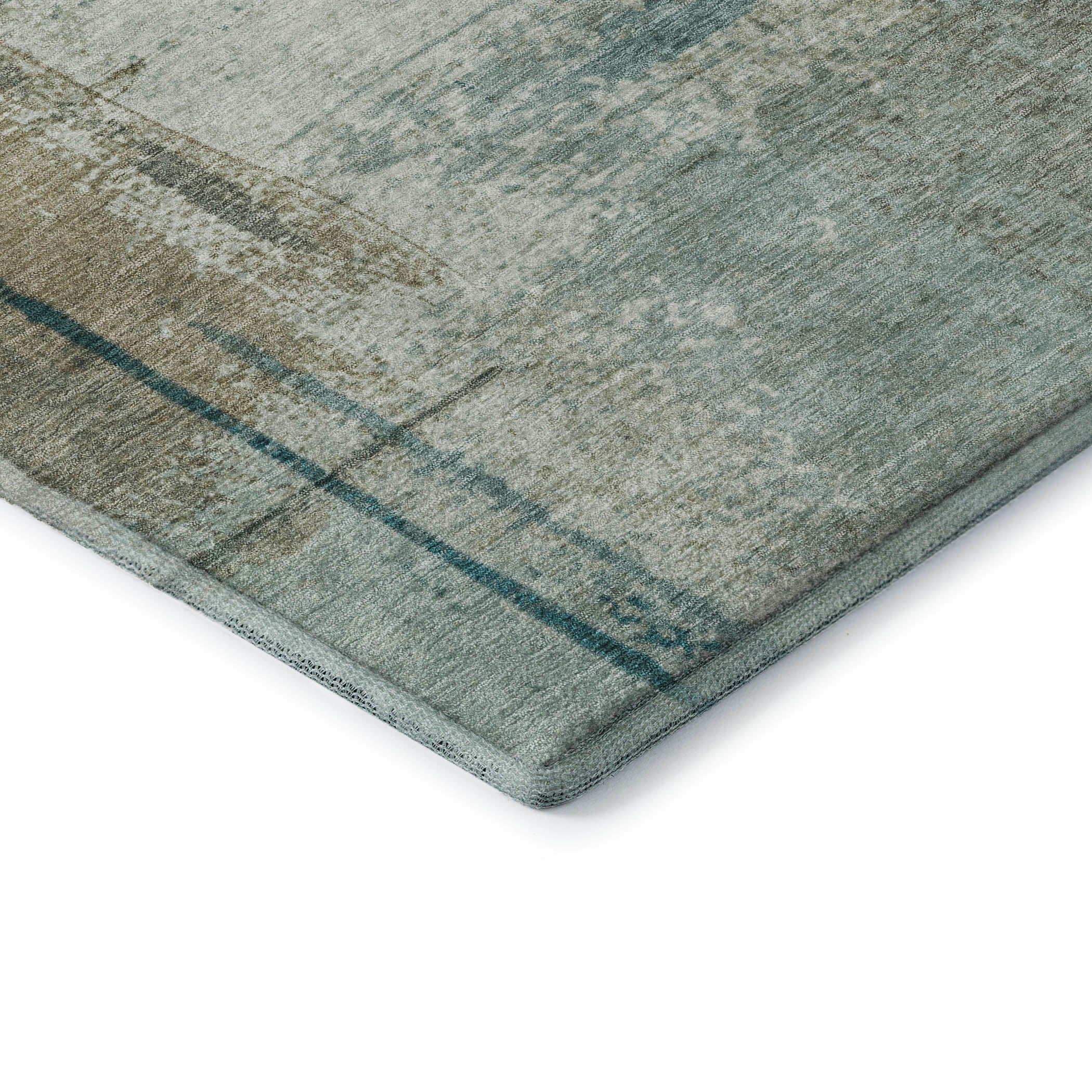 Tbilisi Machine Washable Transitional Seafoam Blue Rug 1'8" x 2'6" #shape_Rectangle