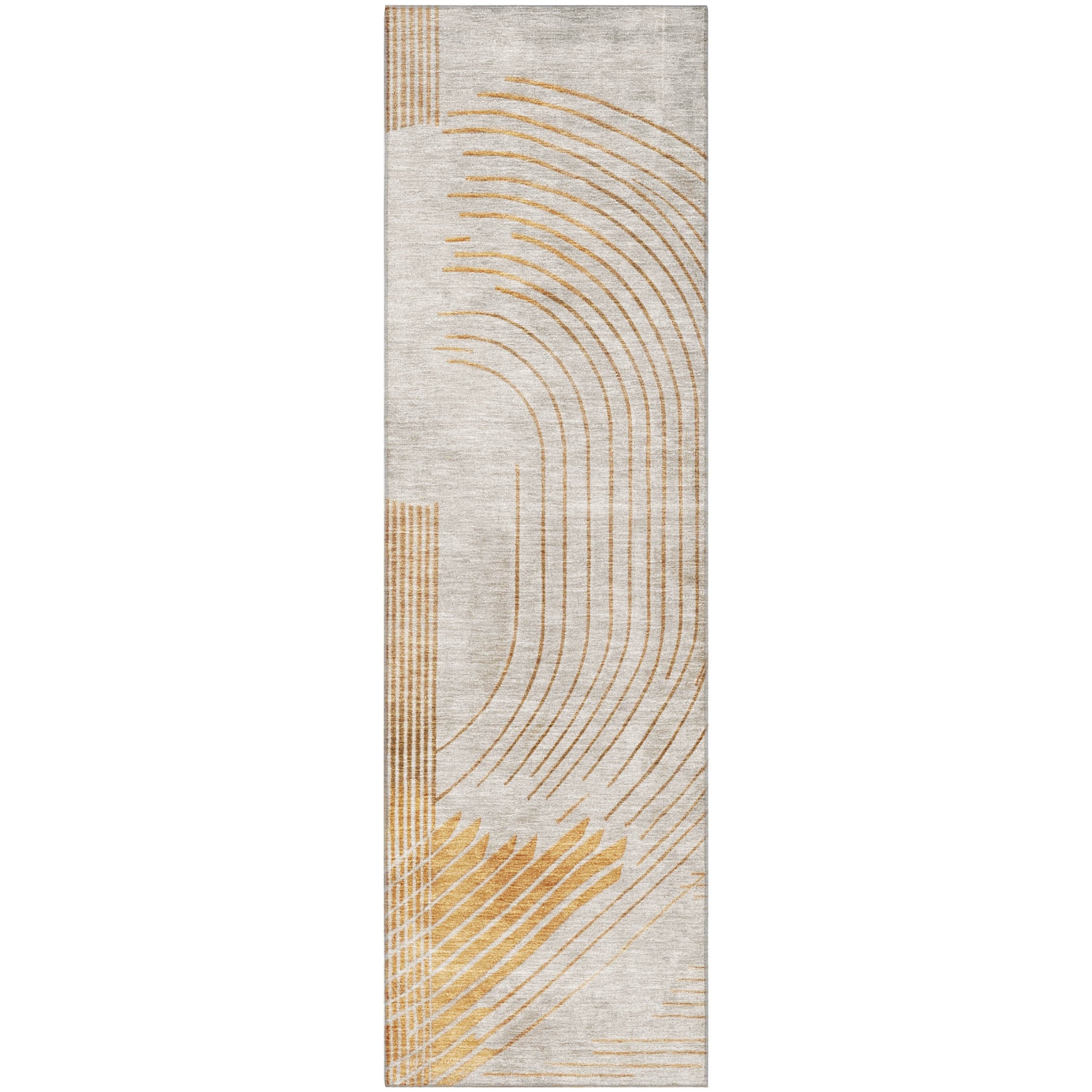 Antigua Machine Washable Transitional Gold Rug 2'3" x 7'6" #shape_Runner
