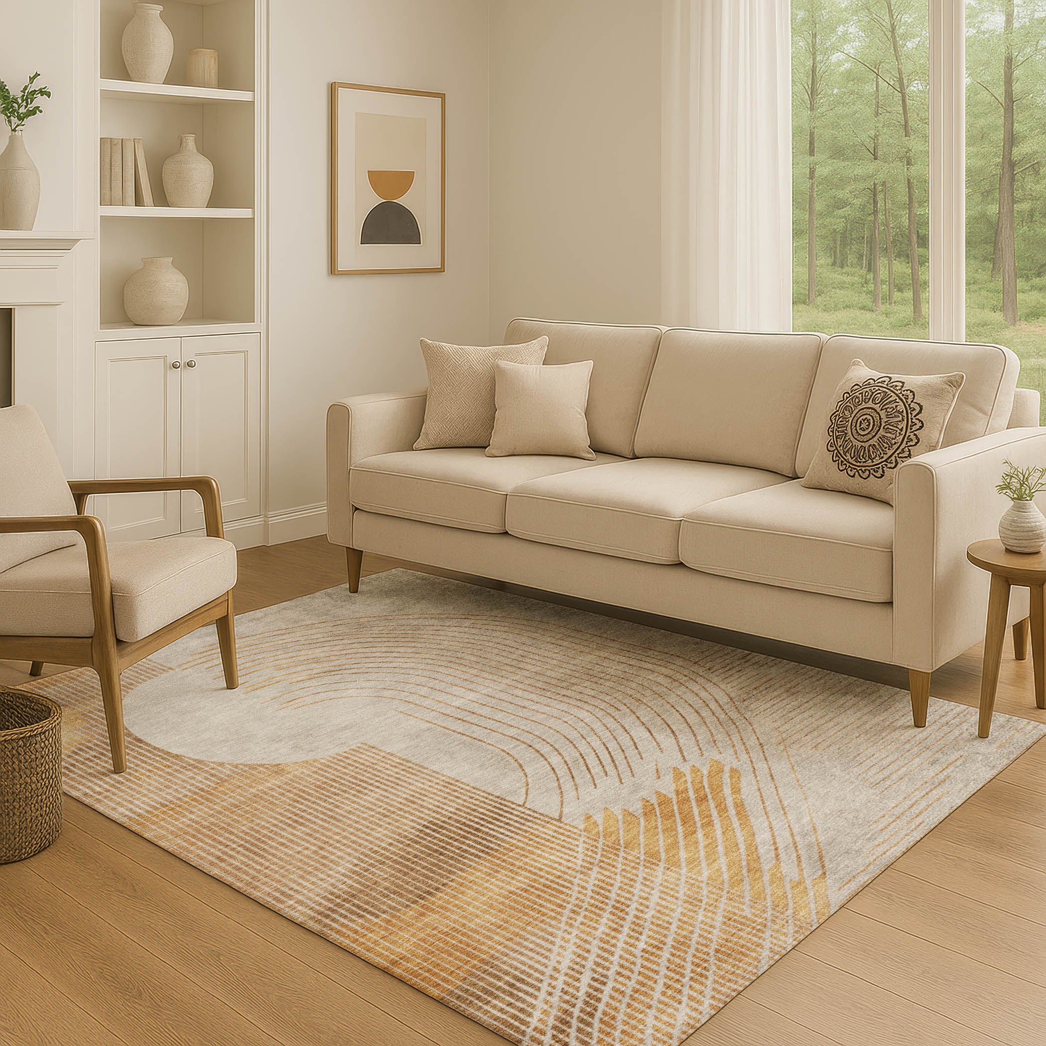 Antigua Machine Washable Transitional Gold Rug 2'6" x 3'10" #shape_Rectangle