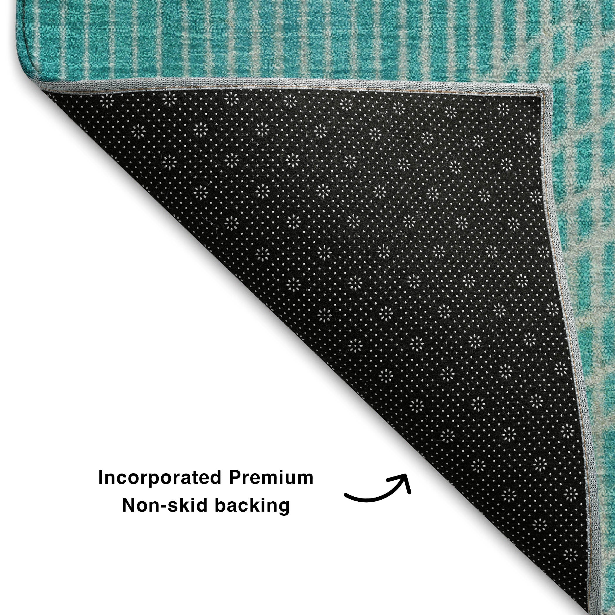 Antigua Machine Washable Transitional Teal Rug 1'8" x 2'6" #shape_Rectangle