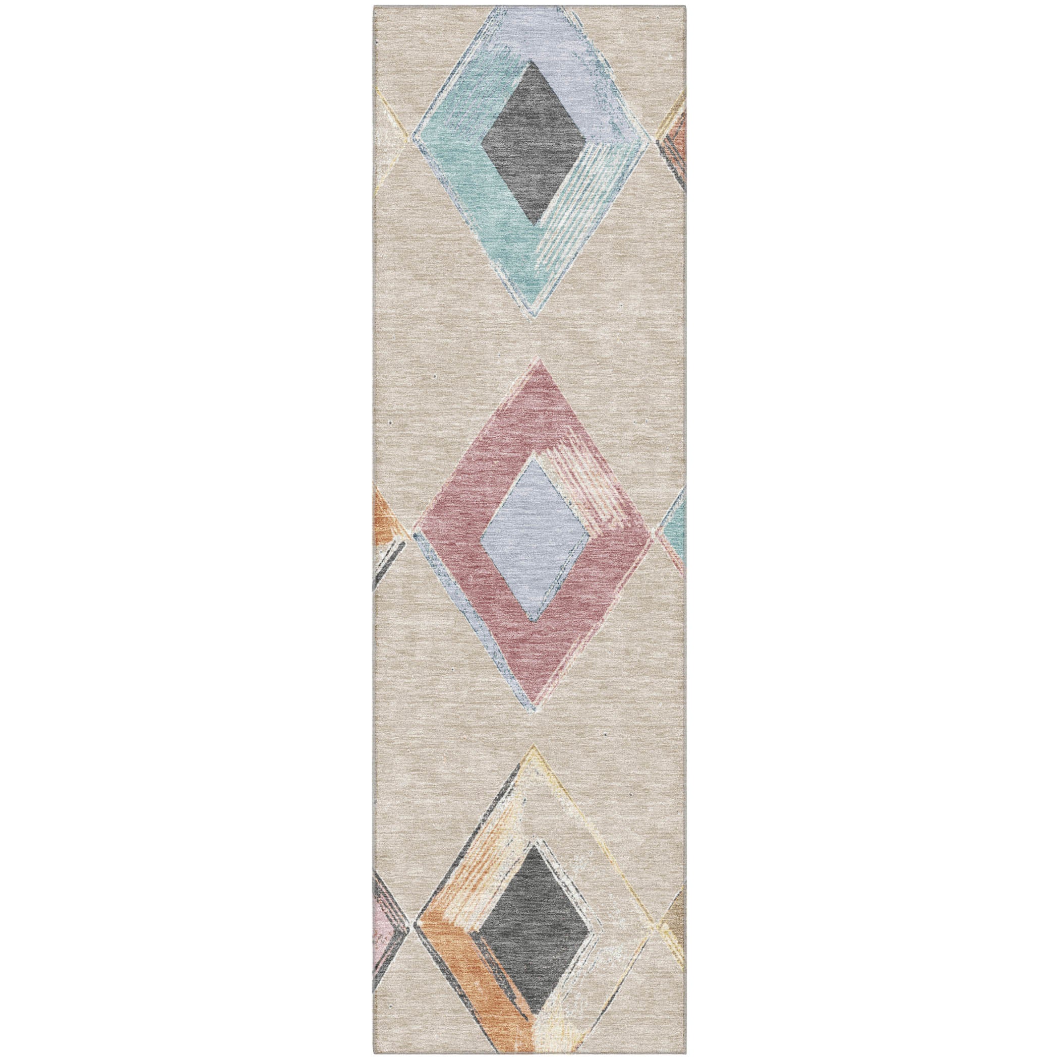 Kotor Machine Washable Transitional Beige Brown Rug 2'3" x 7'6" #shape_Runner