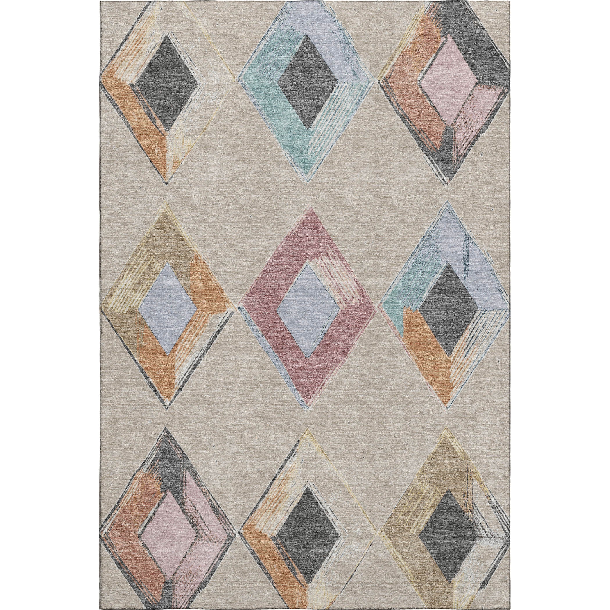 Kotor Machine Washable Transitional Beige Brown Rug 2'6" x 3'10" #shape_Rectangle
