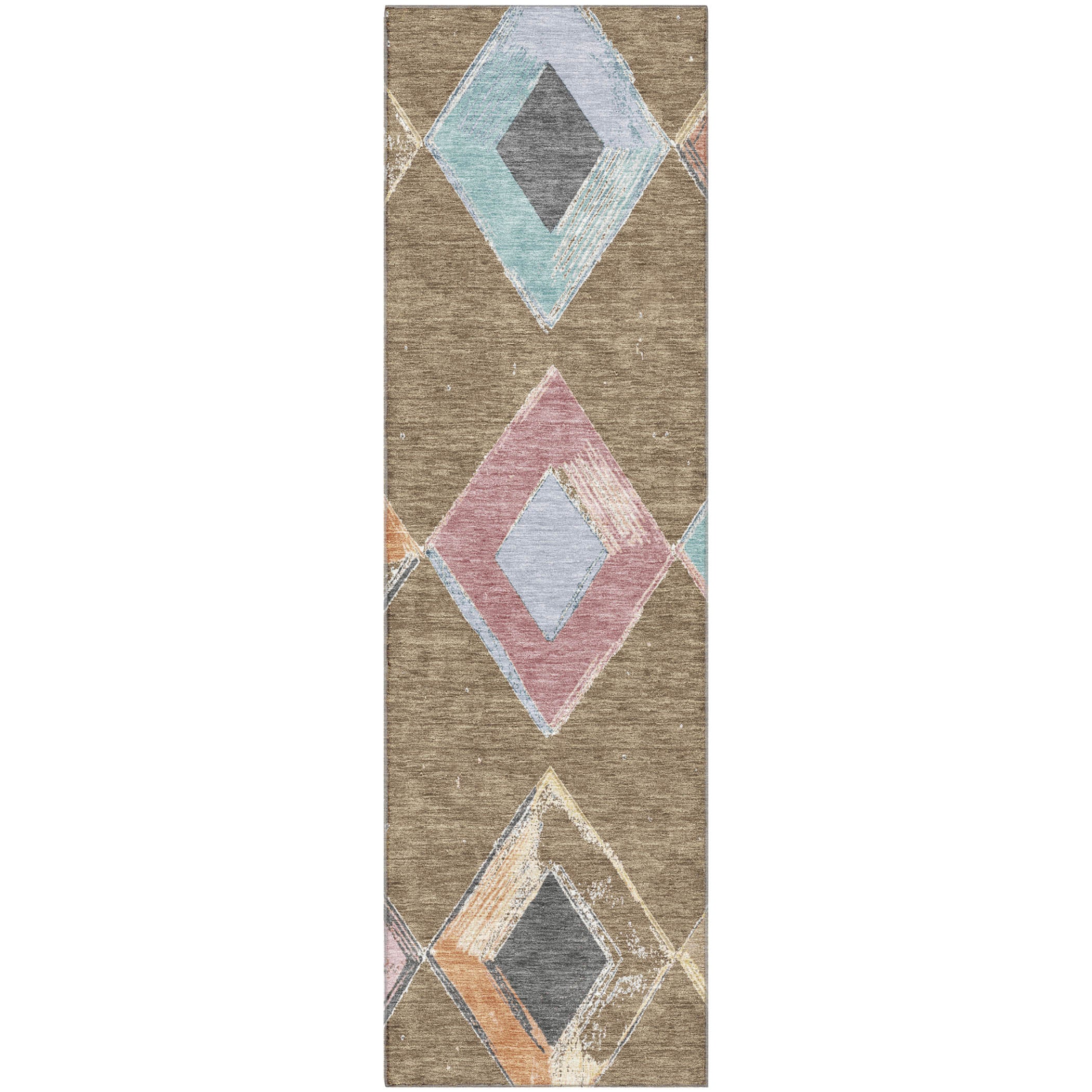 Kotor Machine Washable Transitional Brown Rug 2'3" x 7'6" #shape_Runner