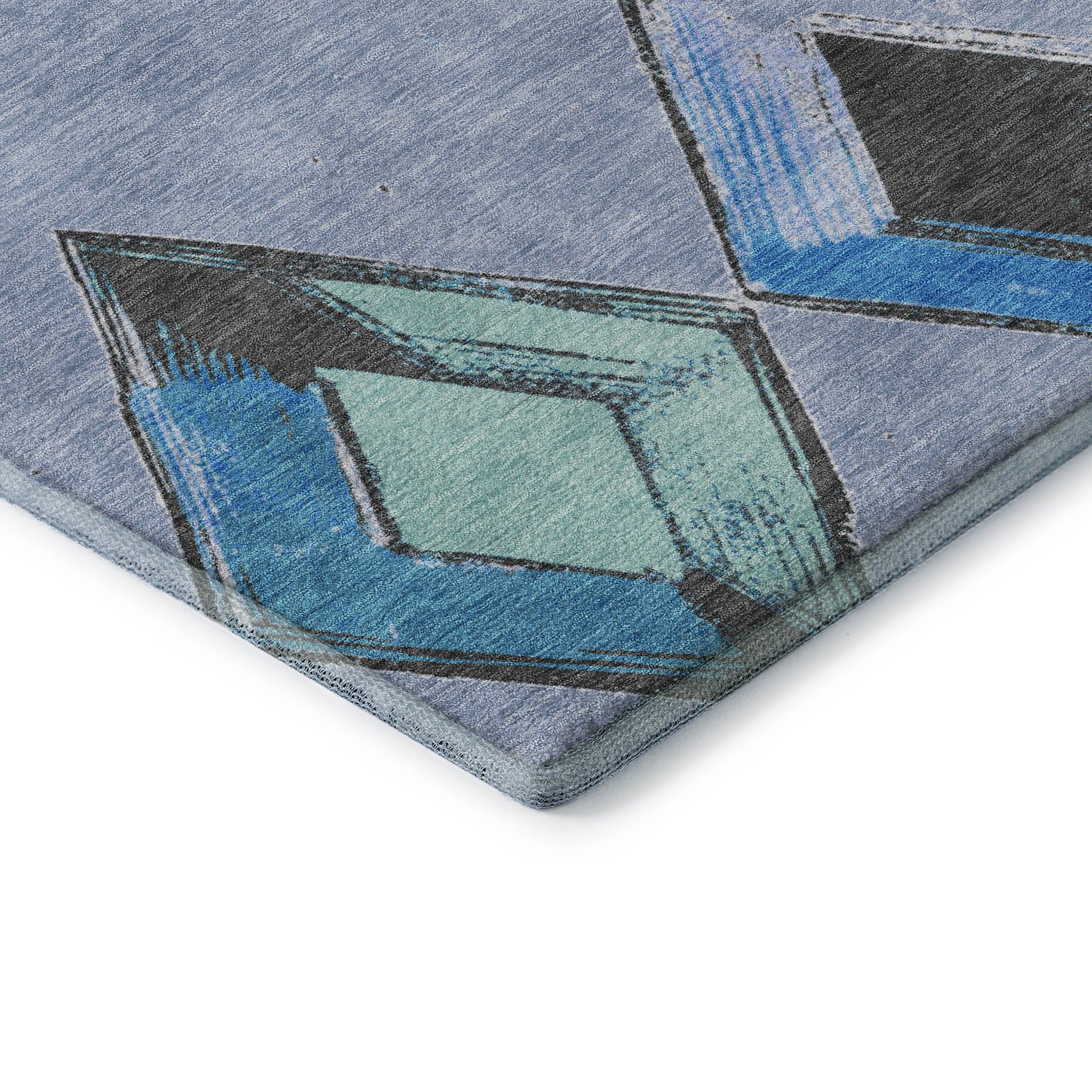Kotor Machine Washable Transitional Denim Blue Rug 1'8" x 2'6" #shape_Rectangle