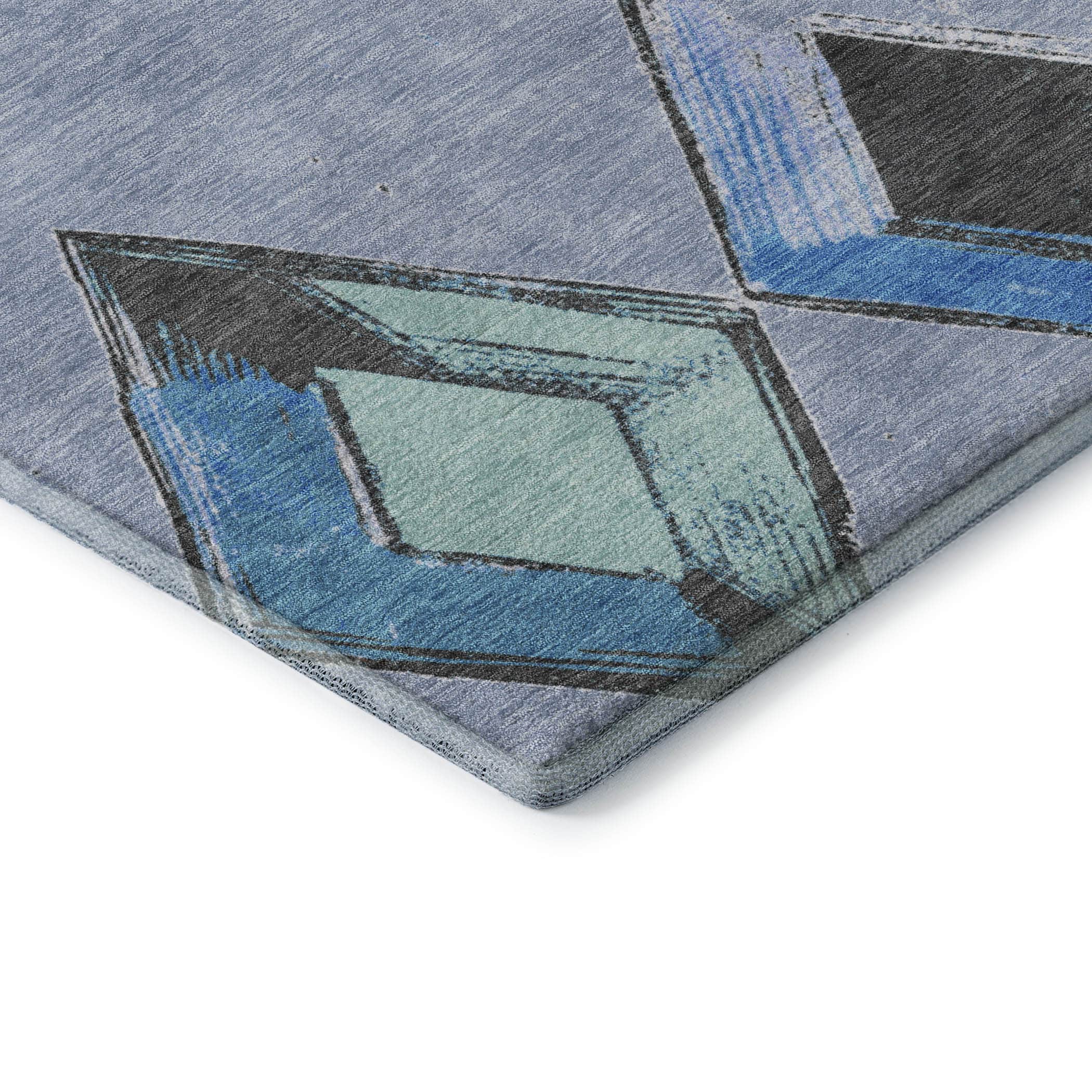 Kotor Machine Washable Transitional Denim Blue Rug 1'8" x 2'6" #shape_Rectangle