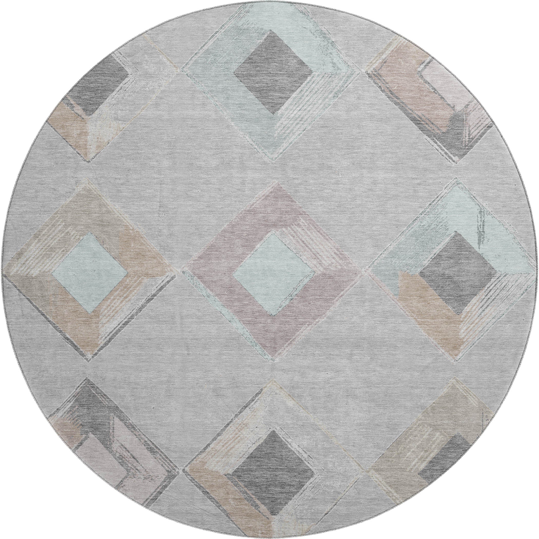 Kotor Machine Washable Transitional Gray Rug 8' x 8' #shape_Round