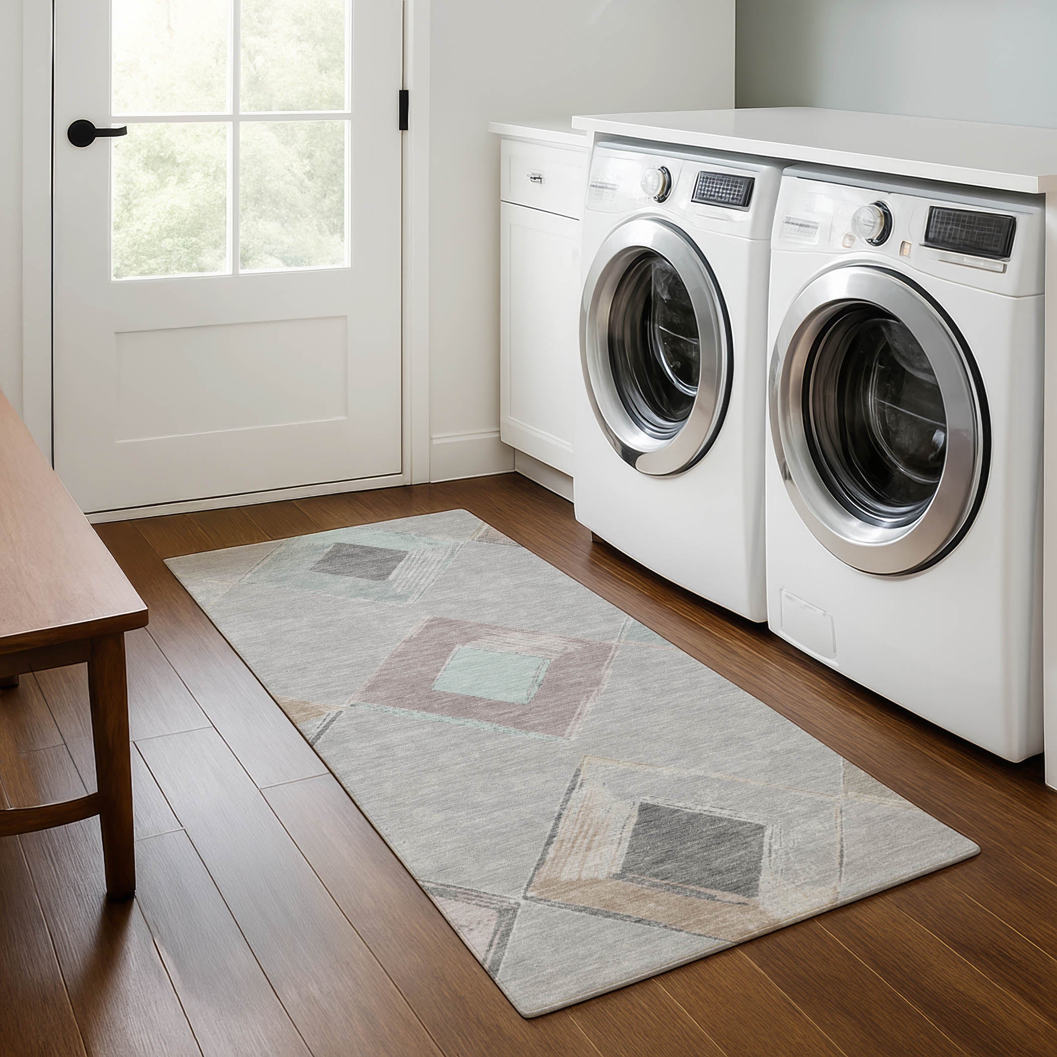 Kotor Machine Washable Transitional Gray Rug 2'3" x 7'6" #shape_Runner