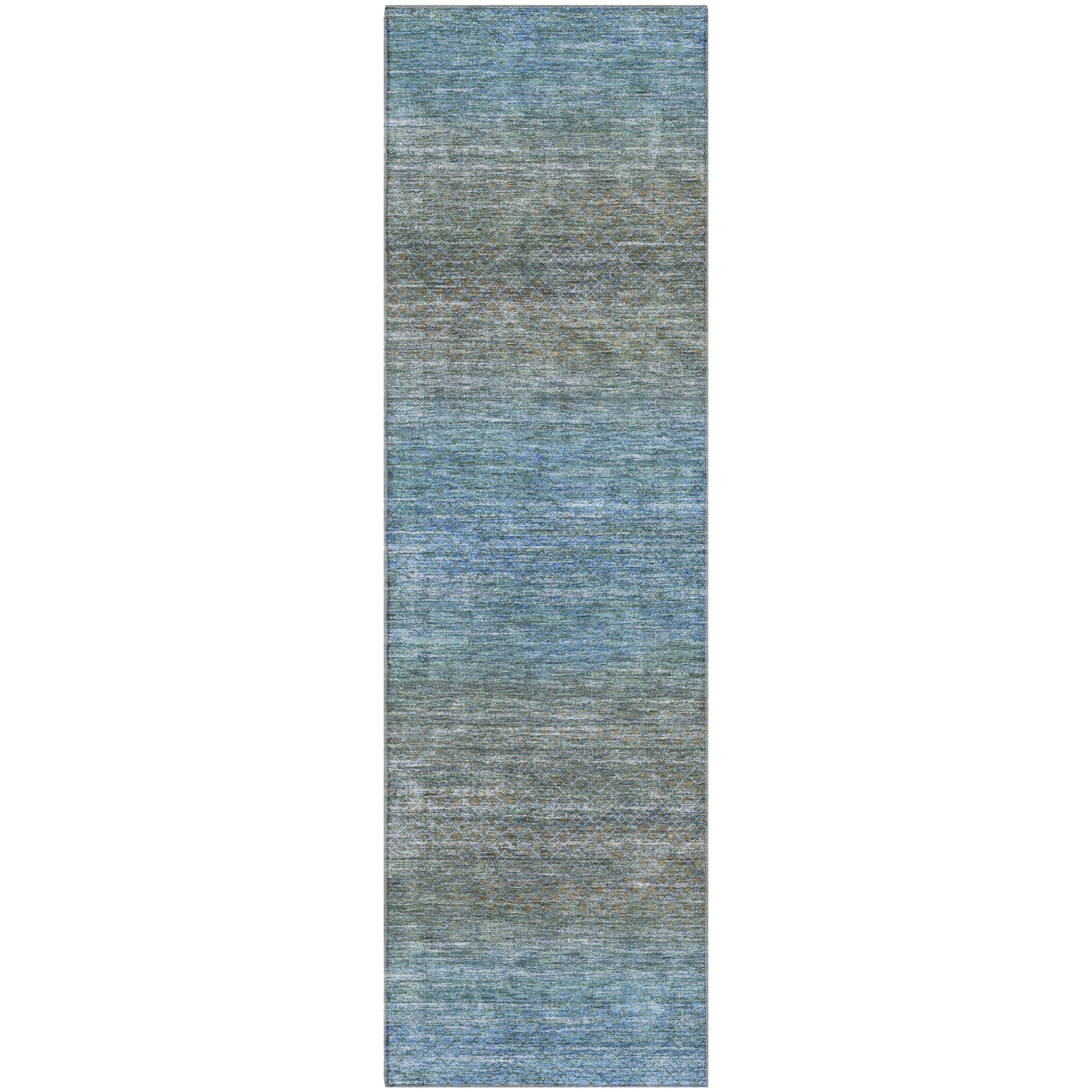 Havana Machine Washable Transitional Blue Rug 2'3" x 7'6" #shape_Runner