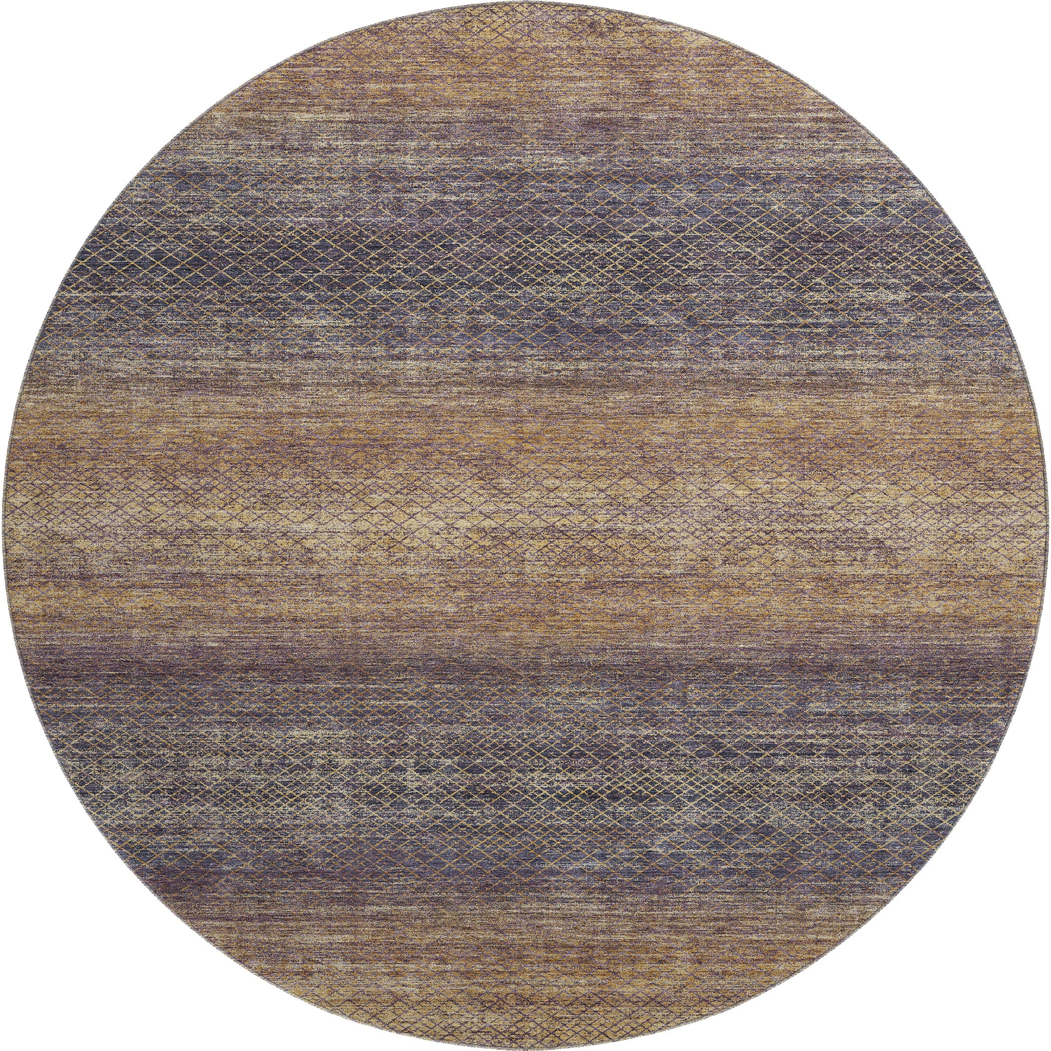 Havana Machine Washable Transitional Eggplant Purple Rug 8' x 8' #shape_Round