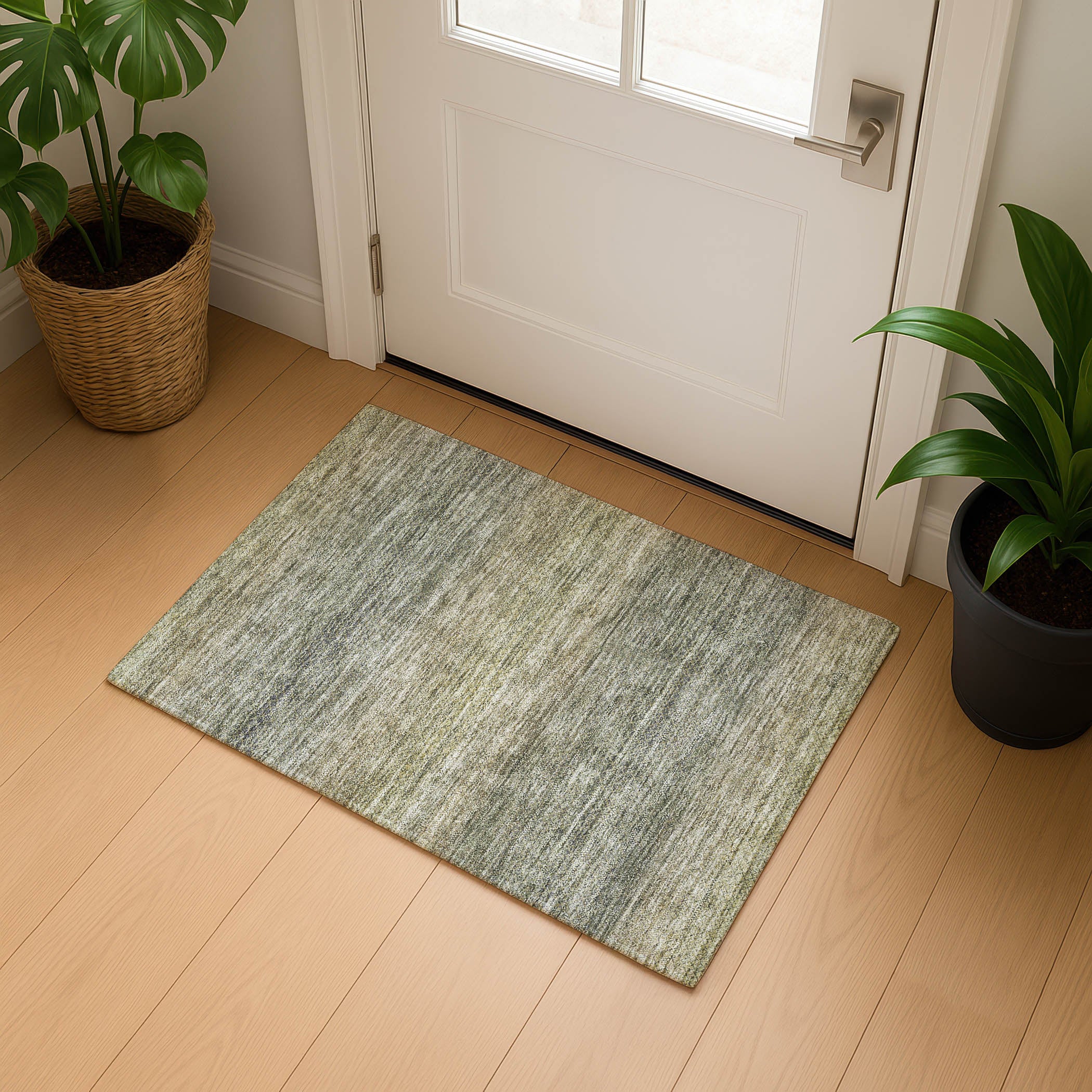 Havana Machine Washable Transitional Fern Green Rug 1'8" x 2'6" #shape_Rectangle