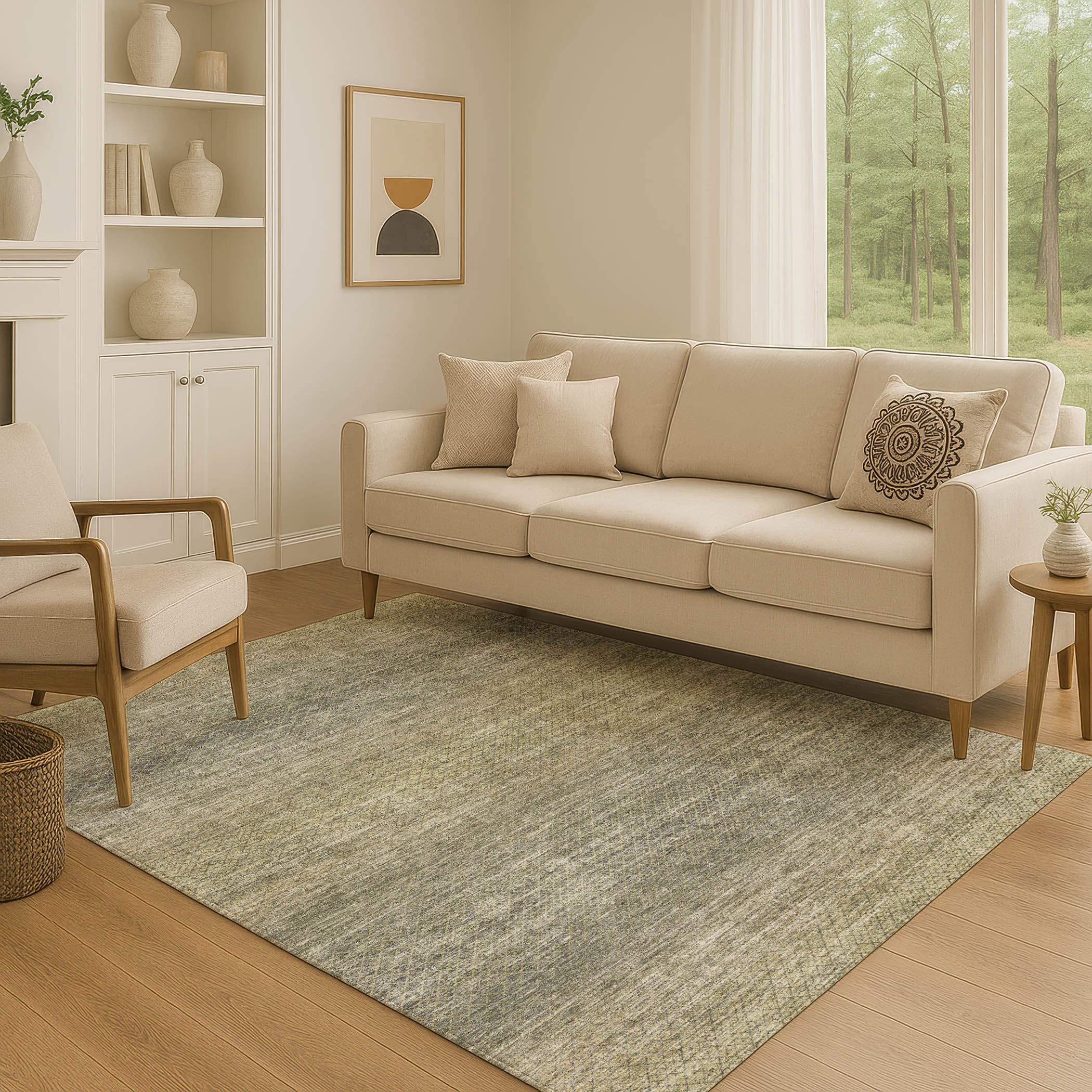 Havana Machine Washable Transitional Fern Green Rug 2'6" x 3'10" #shape_Rectangle