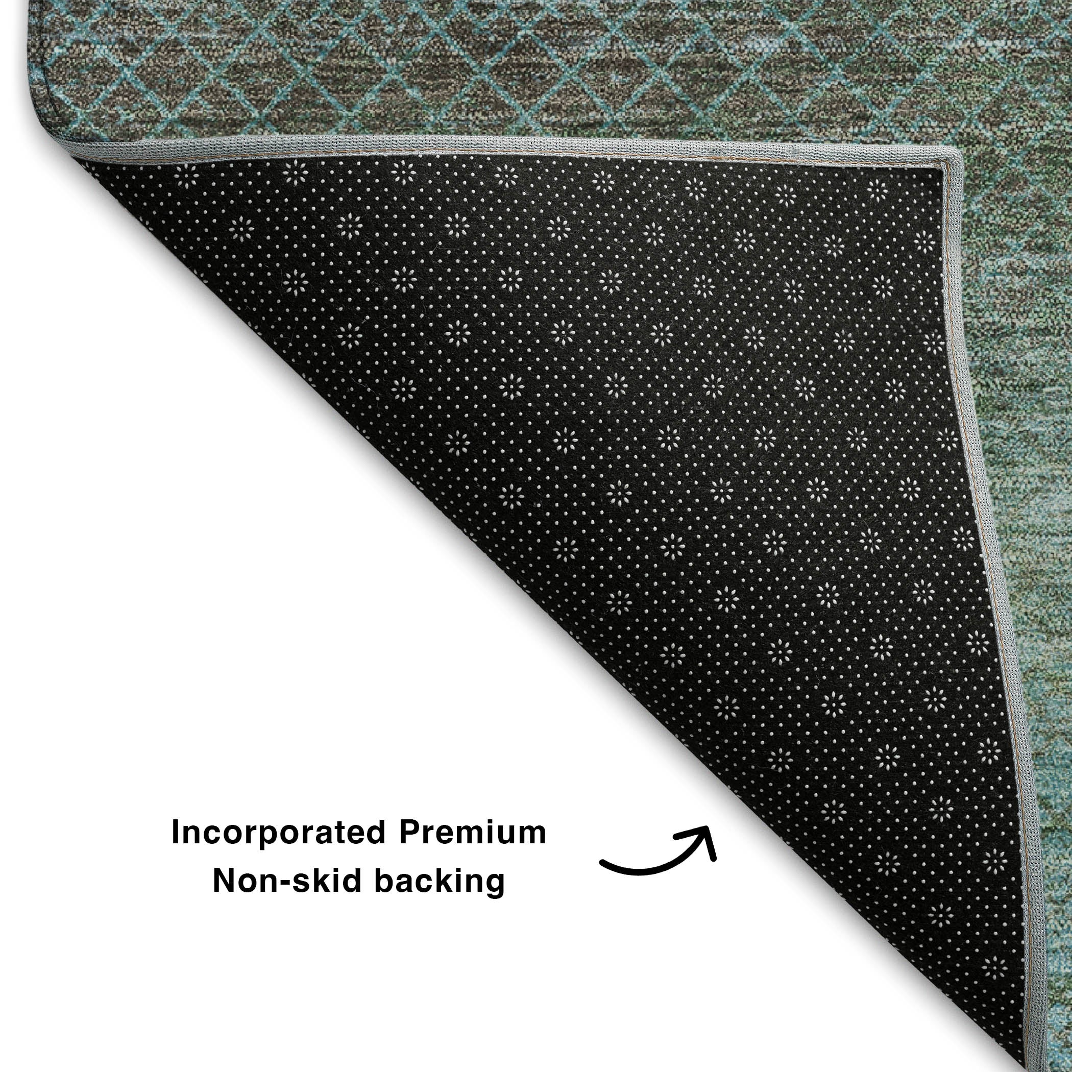 Havana Machine Washable Transitional Teal Rug 1'8" x 2'6" #shape_Rectangle
