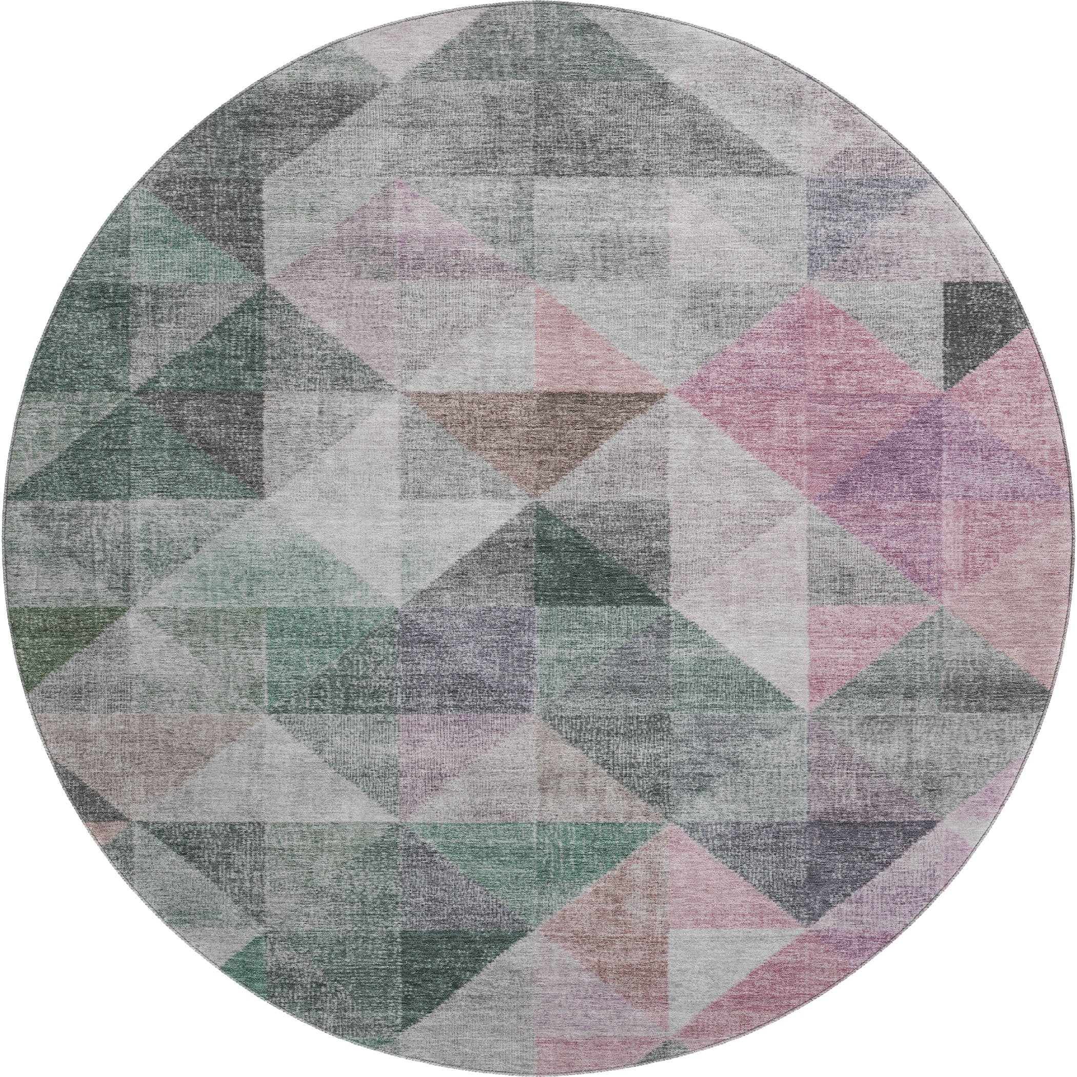 Lisbon Machine Washable Transitional Blush Pink Rug 8' x 8' #shape_Round