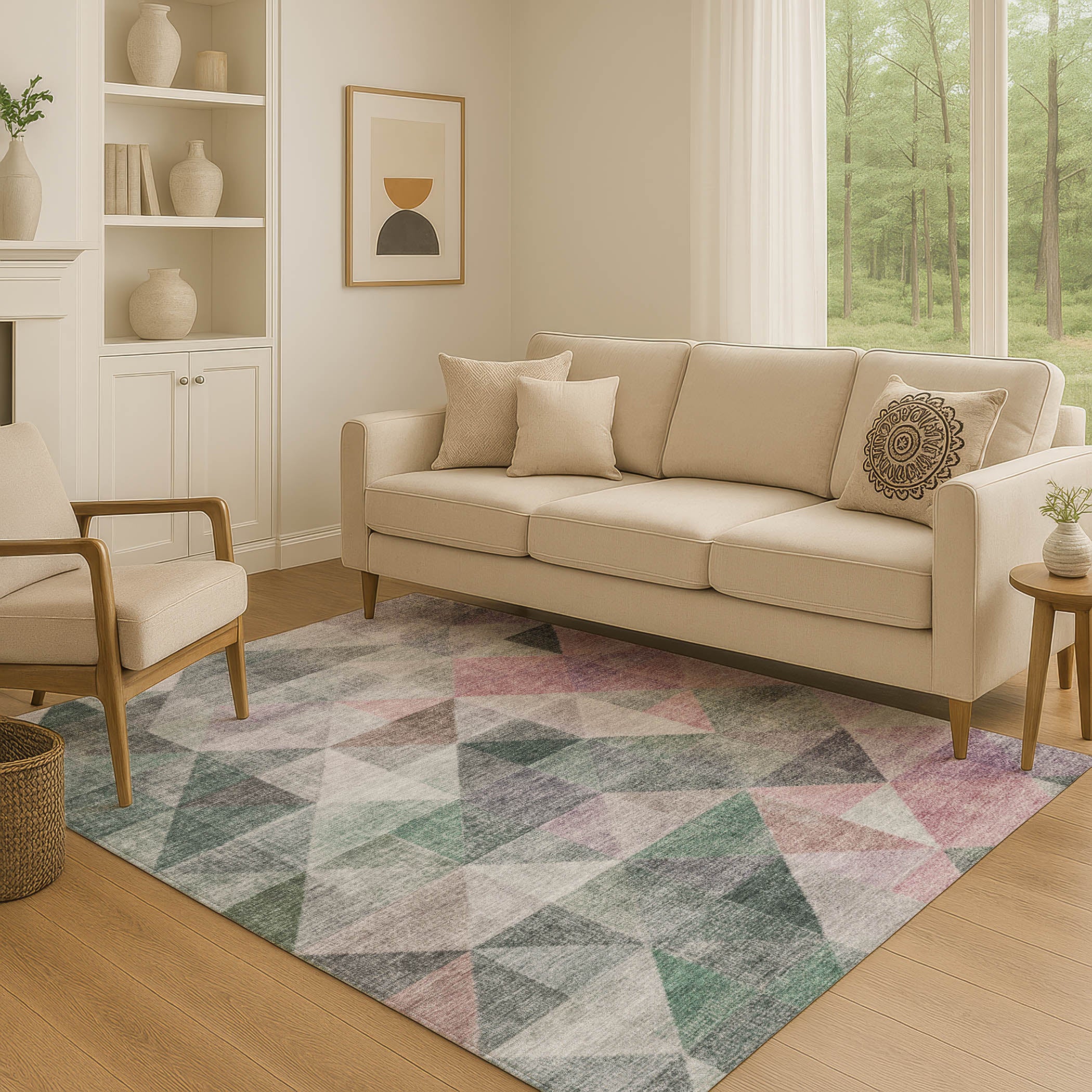 Lisbon Machine Washable Transitional Blush Pink Rug 2'6" x 3'10" #shape_Rectangle