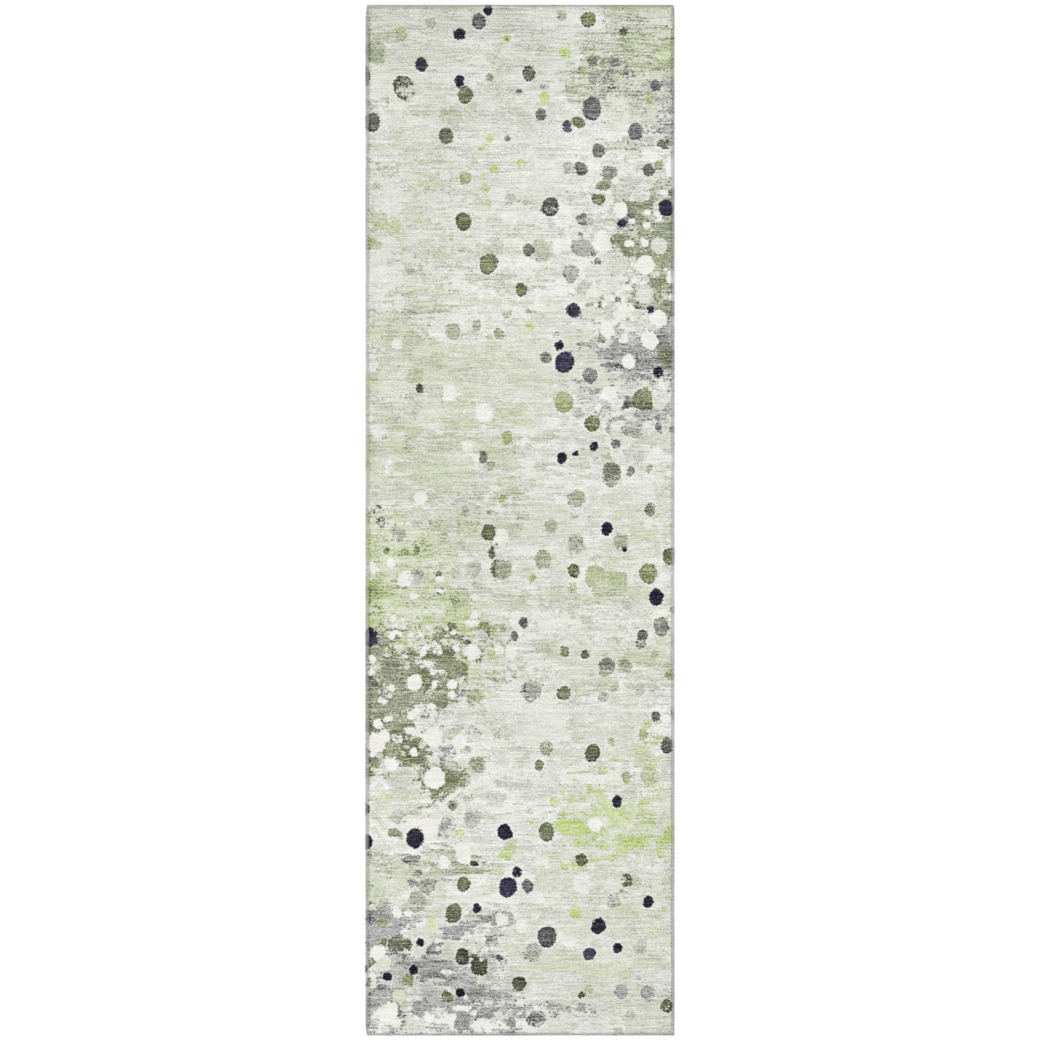 Prague Machine Washable Transitional Aloe Green Rug 2'3" x 7'6" #shape_Runner