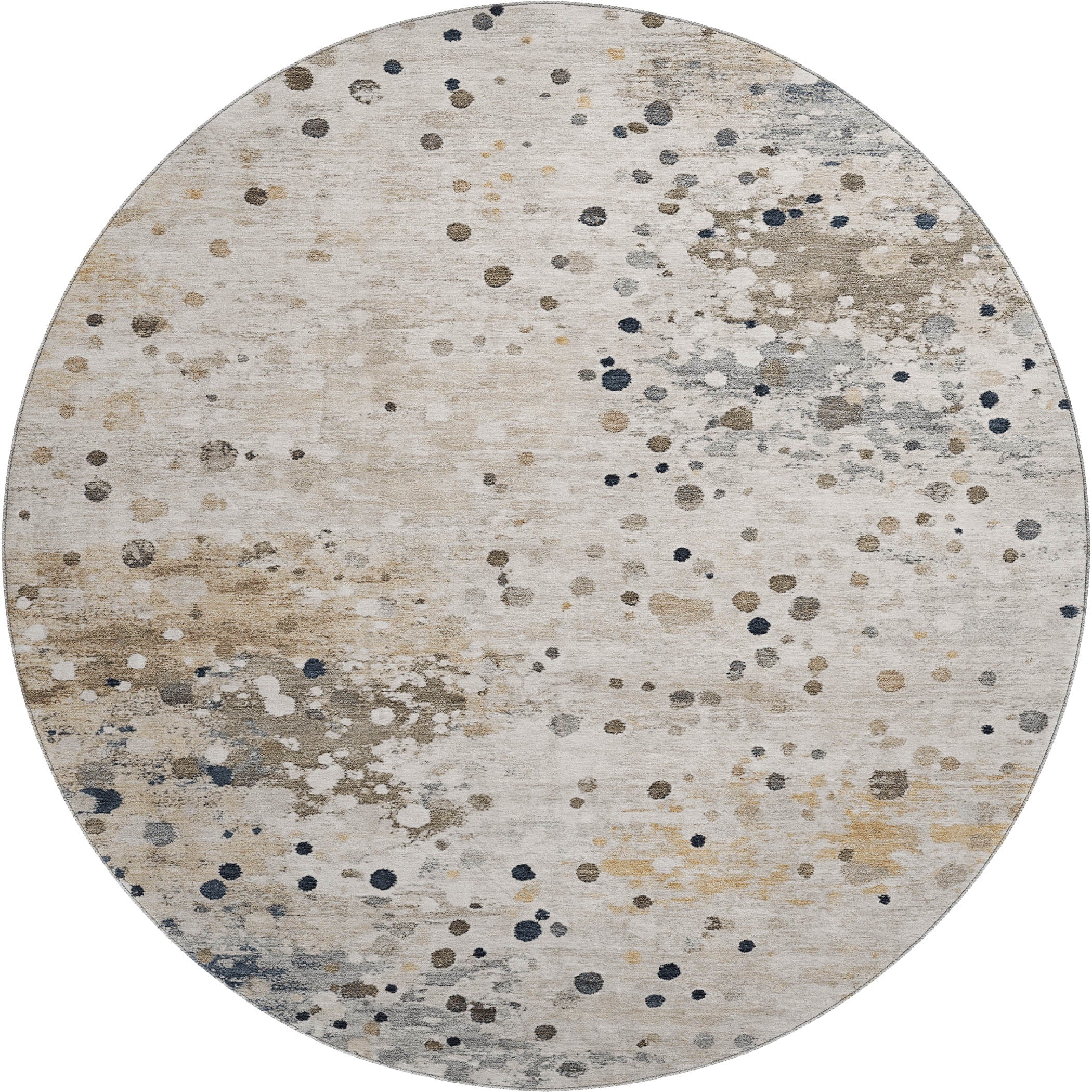 Prague Machine Washable Transitional Ivory Rug 8' x 8' #shape_Round