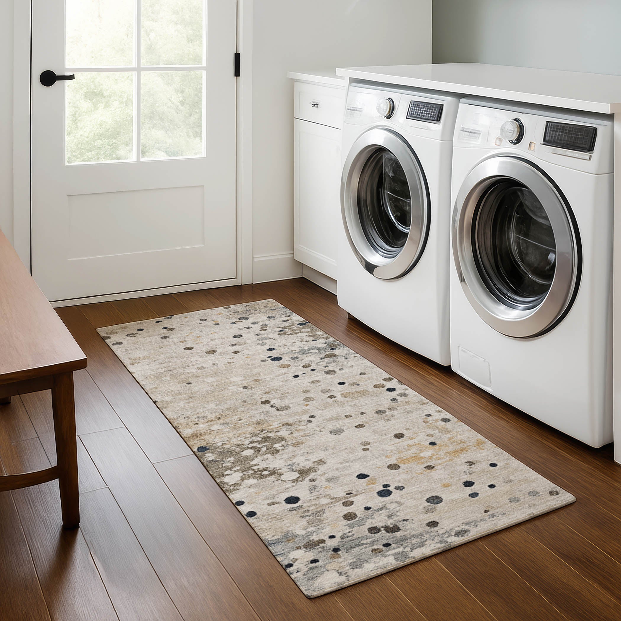 Prague Machine Washable Transitional Ivory Rug 2'3" x 7'6" #shape_Runner