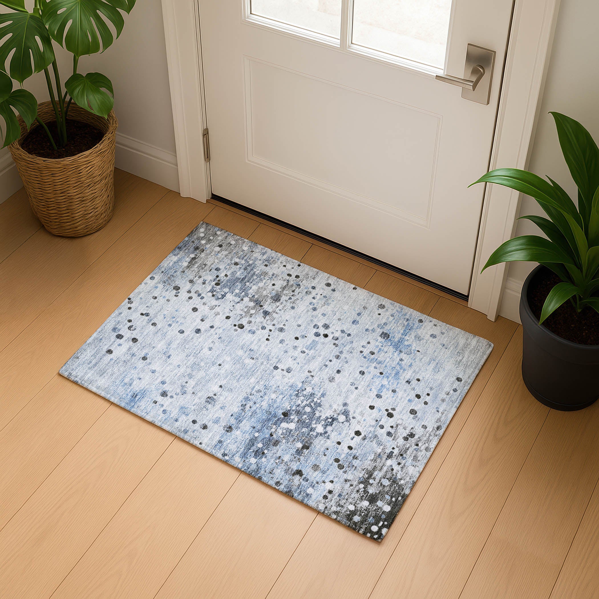 Prague Machine Washable Transitional Sky Blue Rug 1'8" x 2'6" #shape_Rectangle