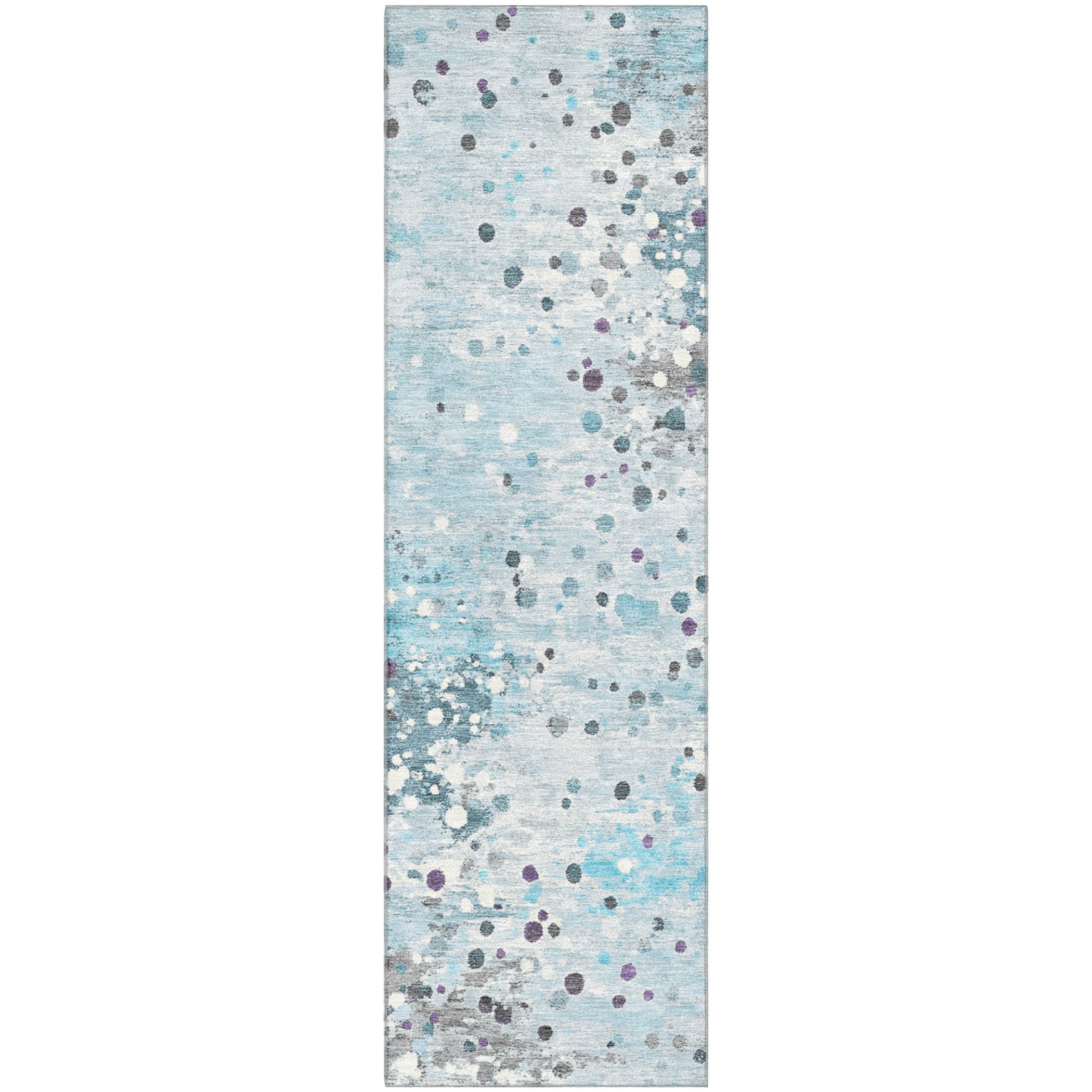 Prague Machine Washable Transitional Teal Rug 2'3" x 7'6" #shape_Runner