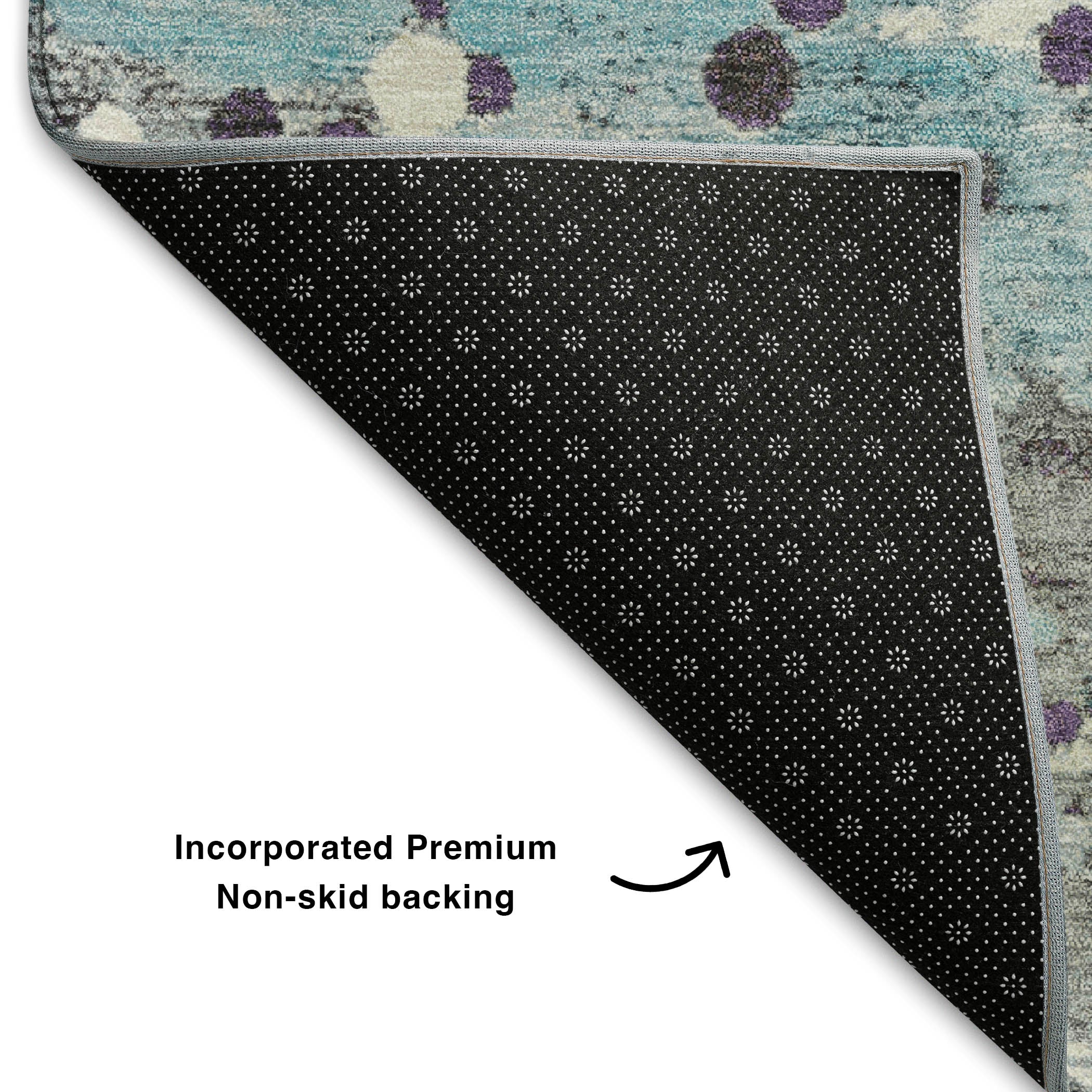 Prague Machine Washable Transitional Teal Rug 1'8" x 2'6" #shape_Rectangle