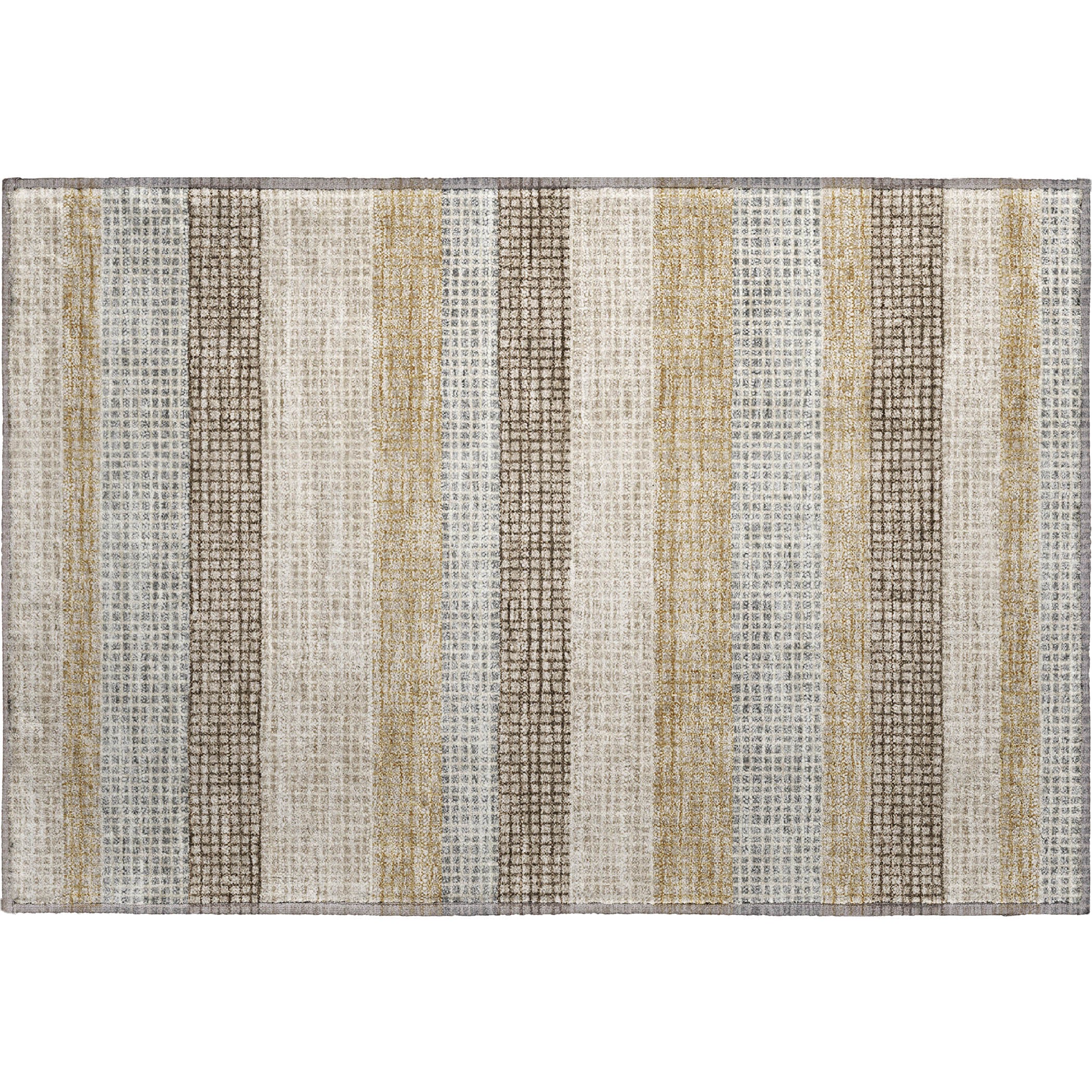 Queenstown Machine Washable Transitional Beige Brown Rug 1'8" x 2'6" #shape_Rectangle