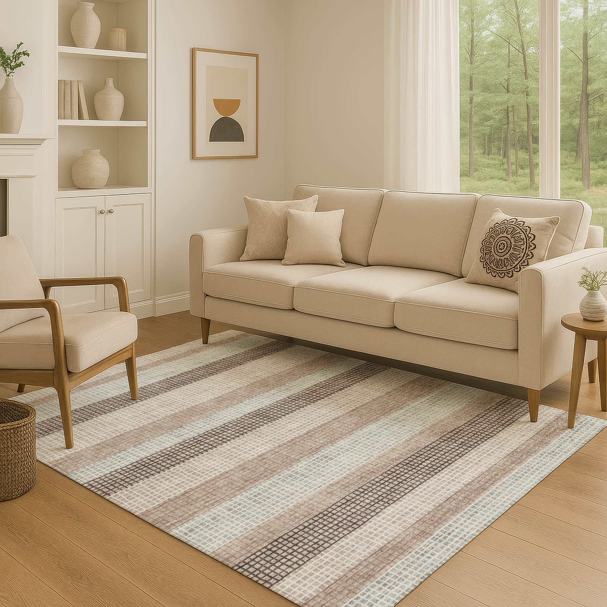 Queenstown Machine Washable Transitional Taupe Brown Rug 2'6" x 3'10" #shape_Rectangle