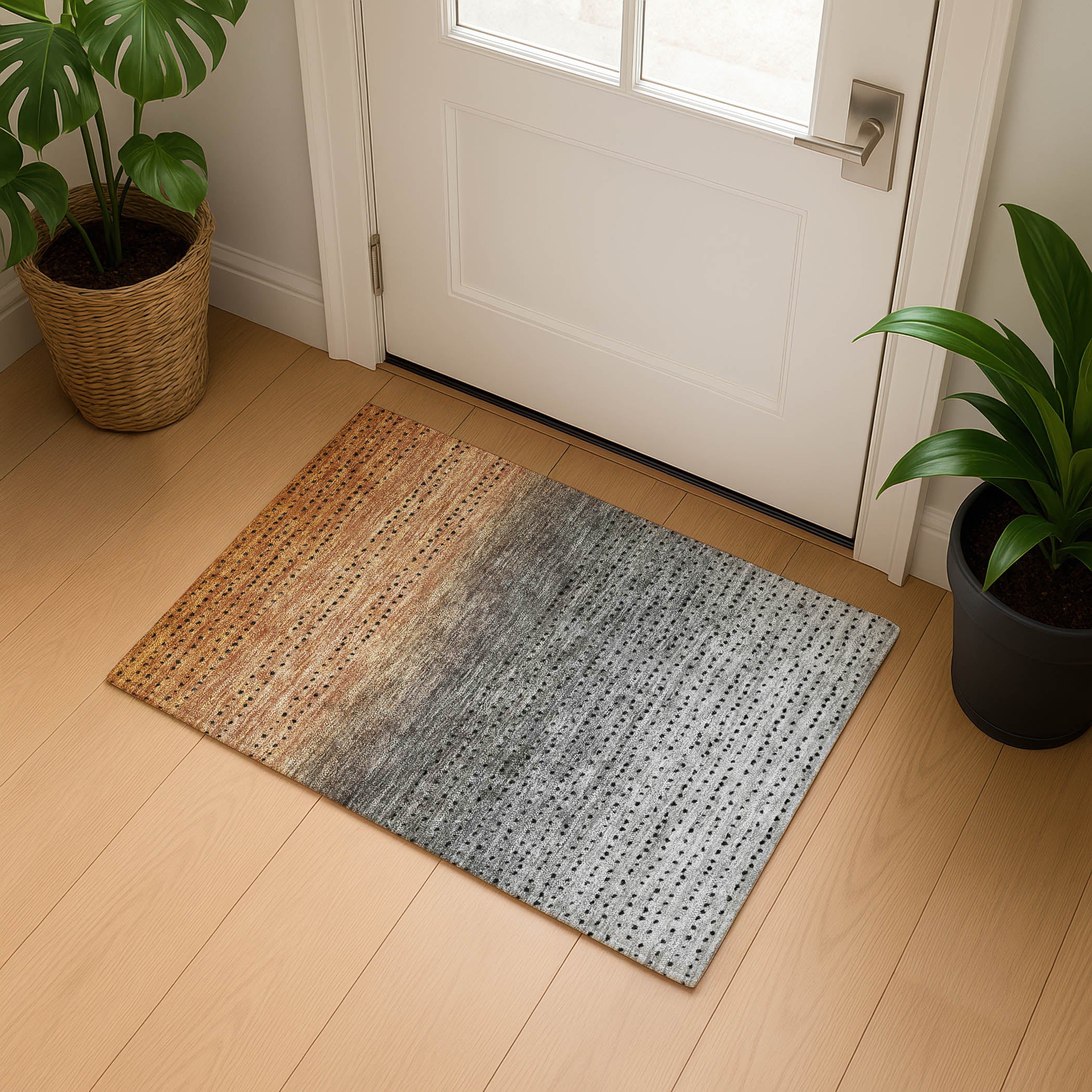 Luang Prabang Machine Washable Transitional Copper Orange Rug 1'8" x 2'6" #shape_Rectangle