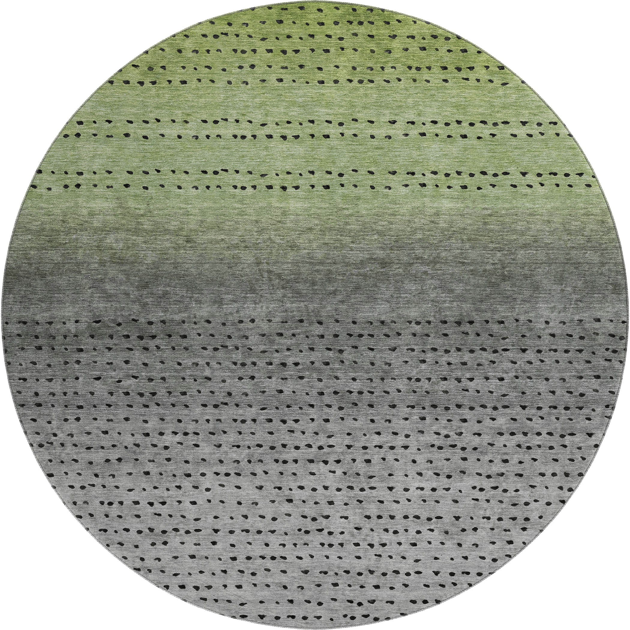 Luang Prabang Machine Washable Transitional Fern Green Rug 8' x 8' #shape_Round