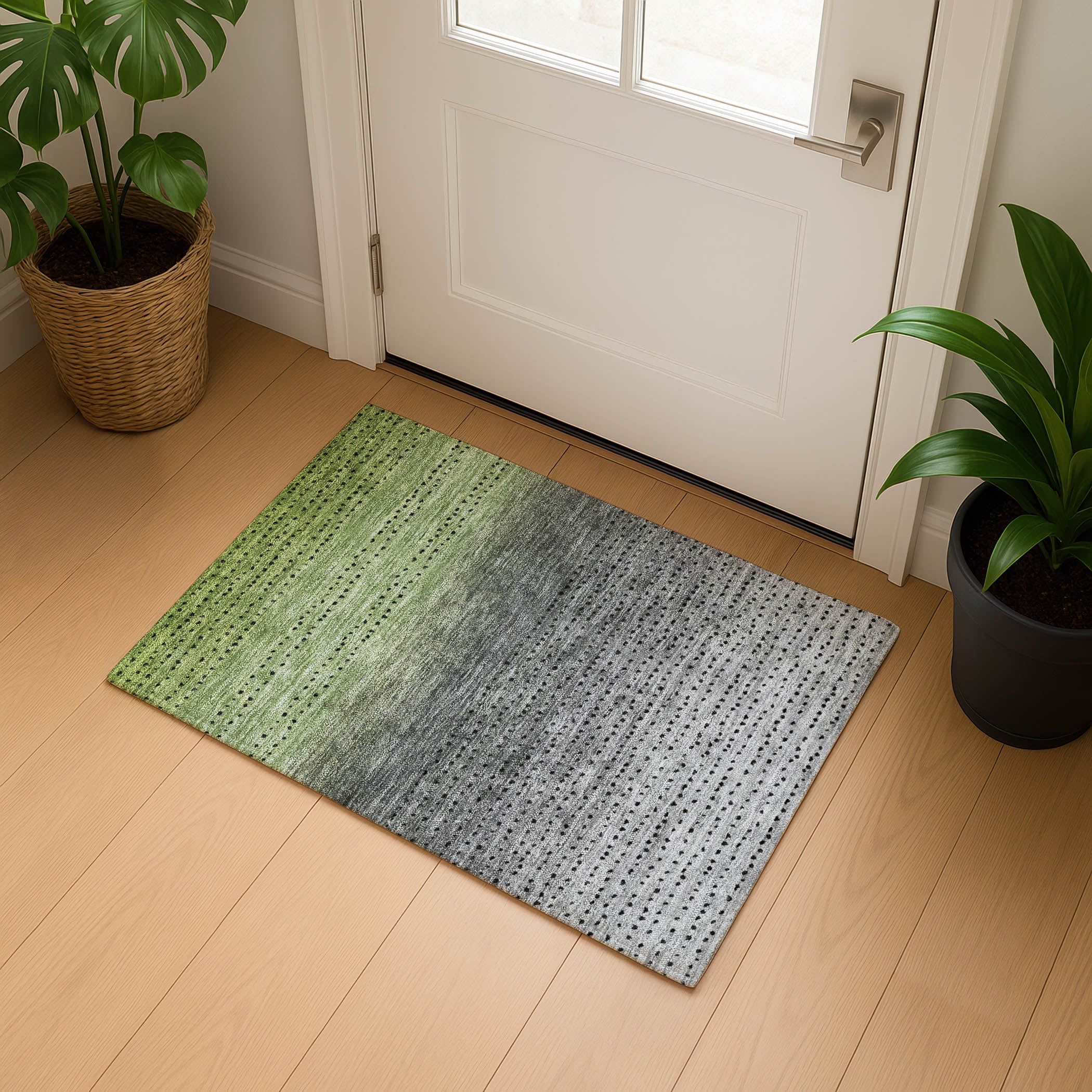 Luang Prabang Machine Washable Transitional Fern Green Rug 1'8" x 2'6" #shape_Rectangle