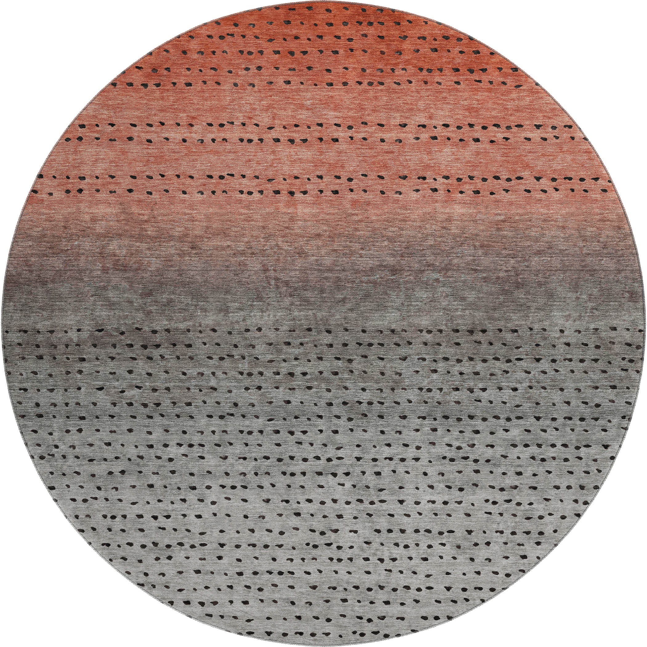 Luang Prabang Machine Washable Transitional Paprika Orange Rug 8' x 8' #shape_Round