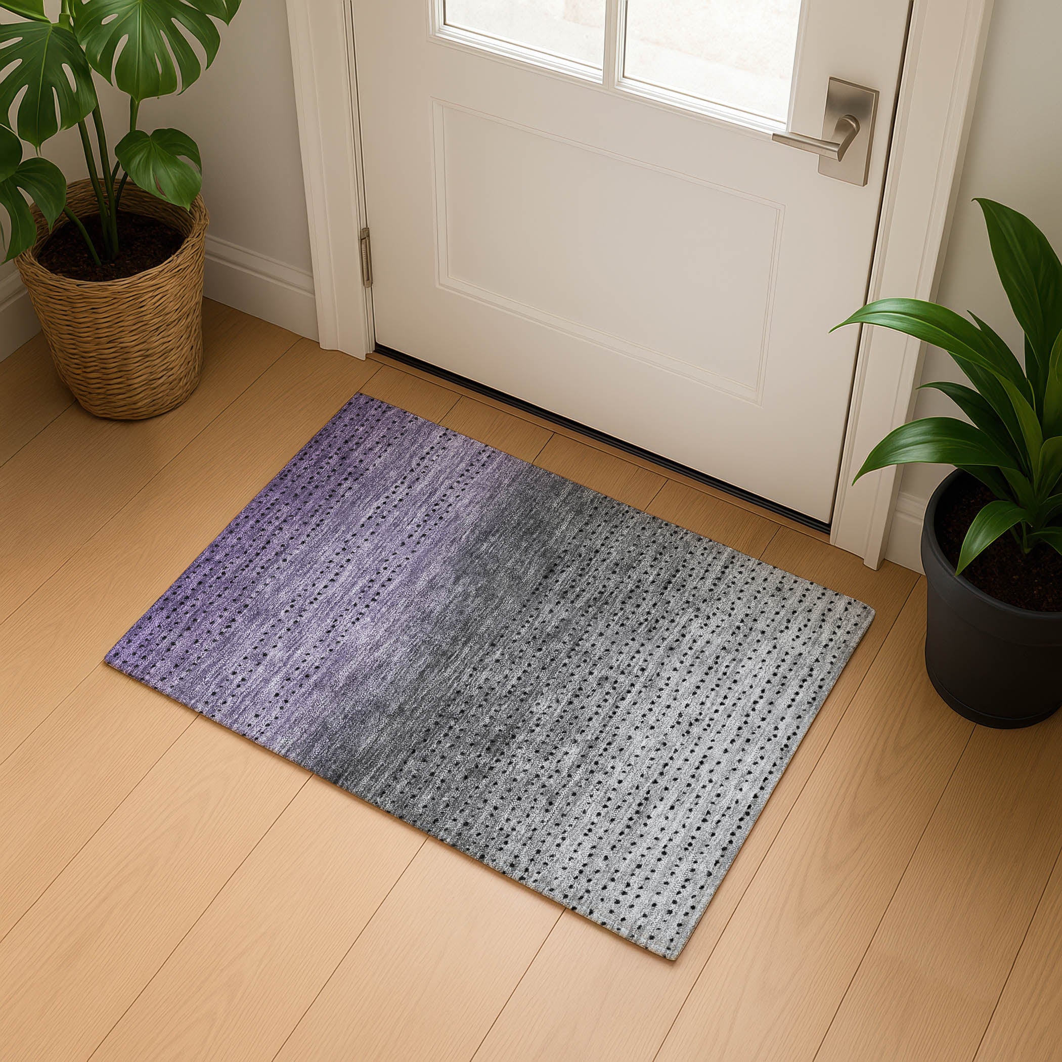 Luang Prabang Machine Washable Transitional Purple Rug 1'8" x 2'6" #shape_Rectangle