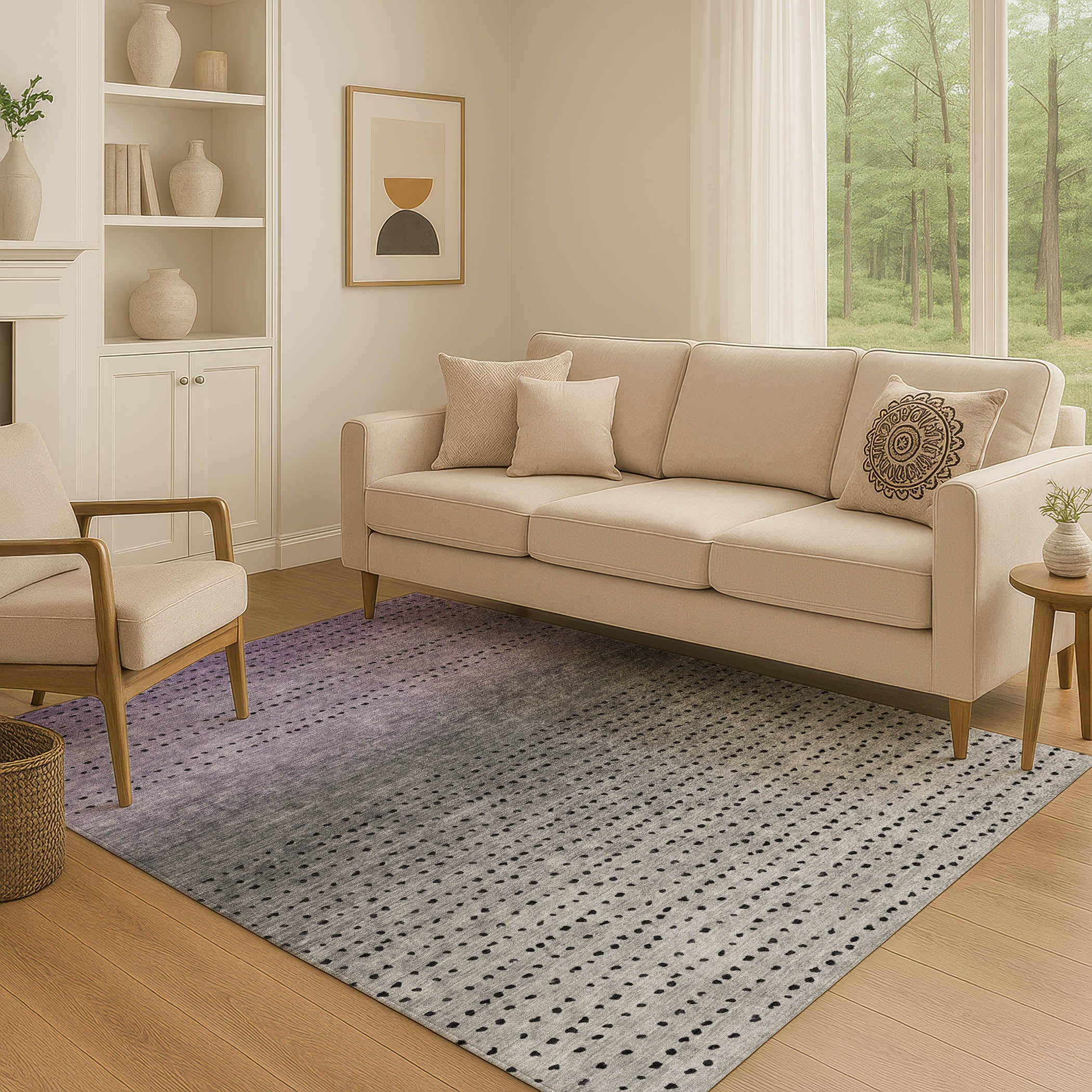 Luang Prabang Machine Washable Transitional Purple Rug 2'6" x 3'10" #shape_Rectangle