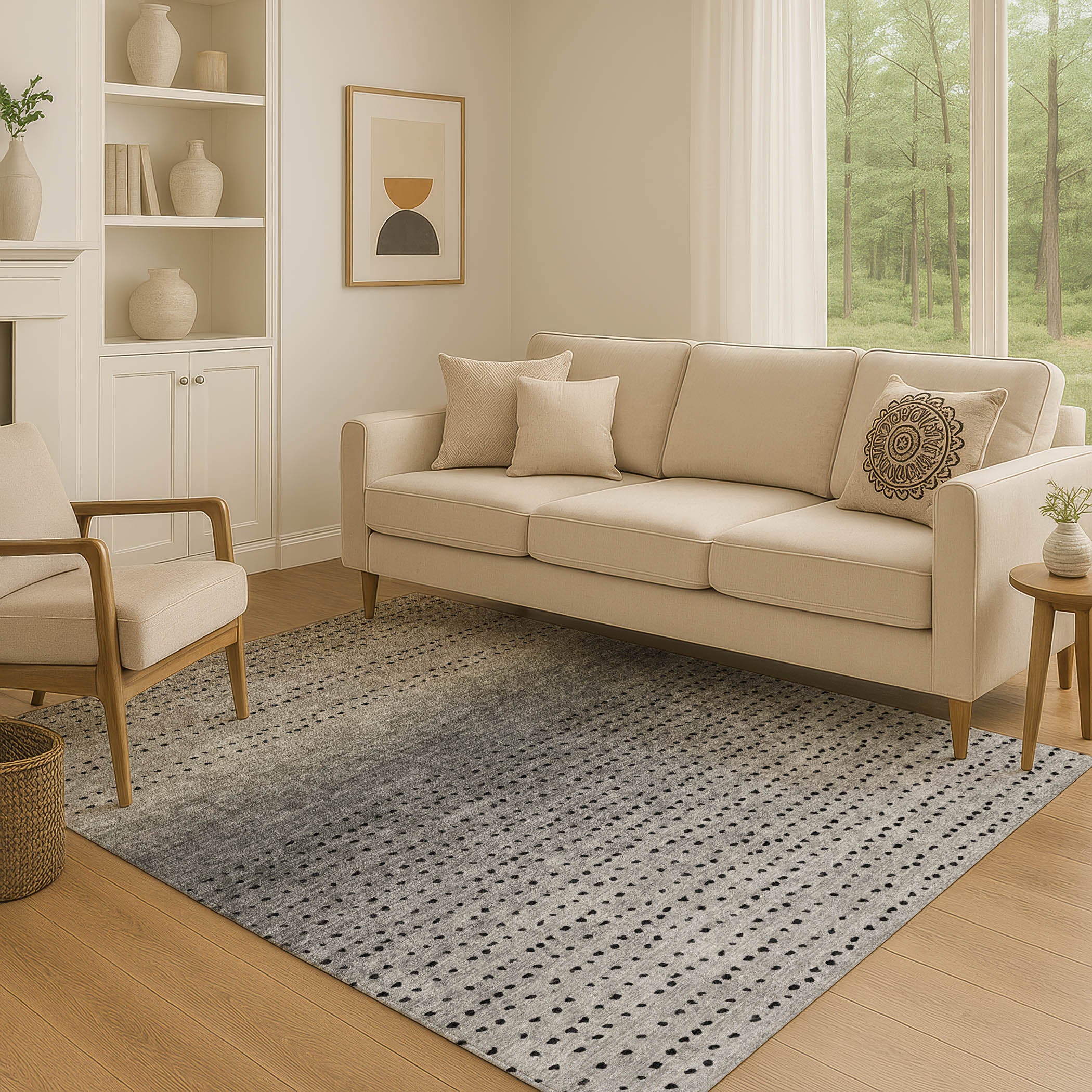 Luang Prabang Machine Washable Transitional Taupe Brown Rug 2'6" x 3'10" #shape_Rectangle