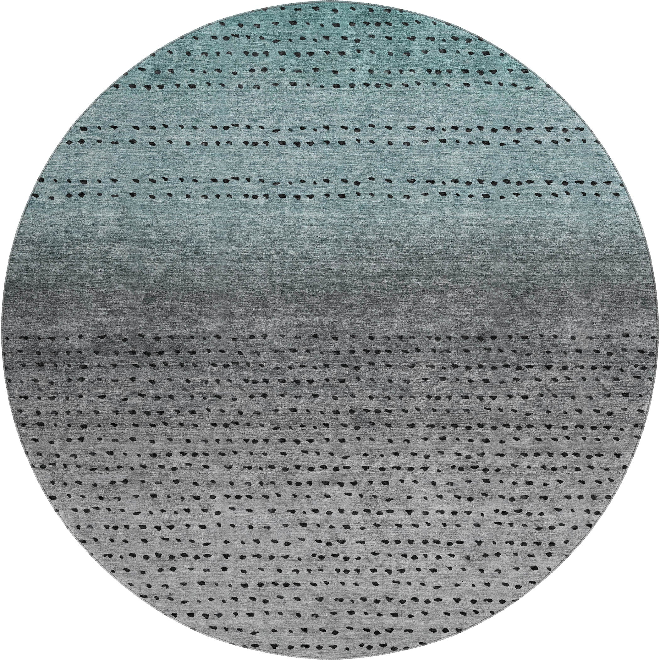Luang Prabang Machine Washable Transitional Teal Rug 8' x 8' #shape_Round