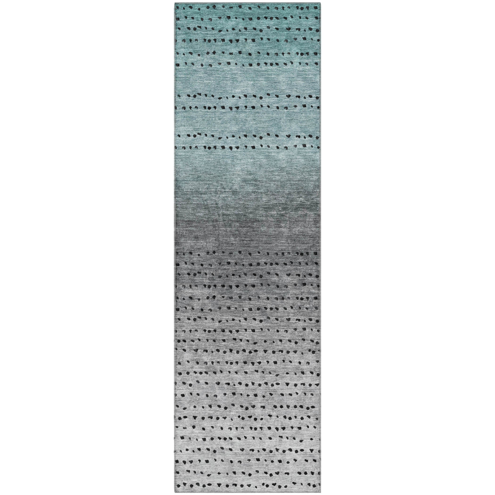Luang Prabang Machine Washable Transitional Teal Rug 2'3" x 7'6" #shape_Runner