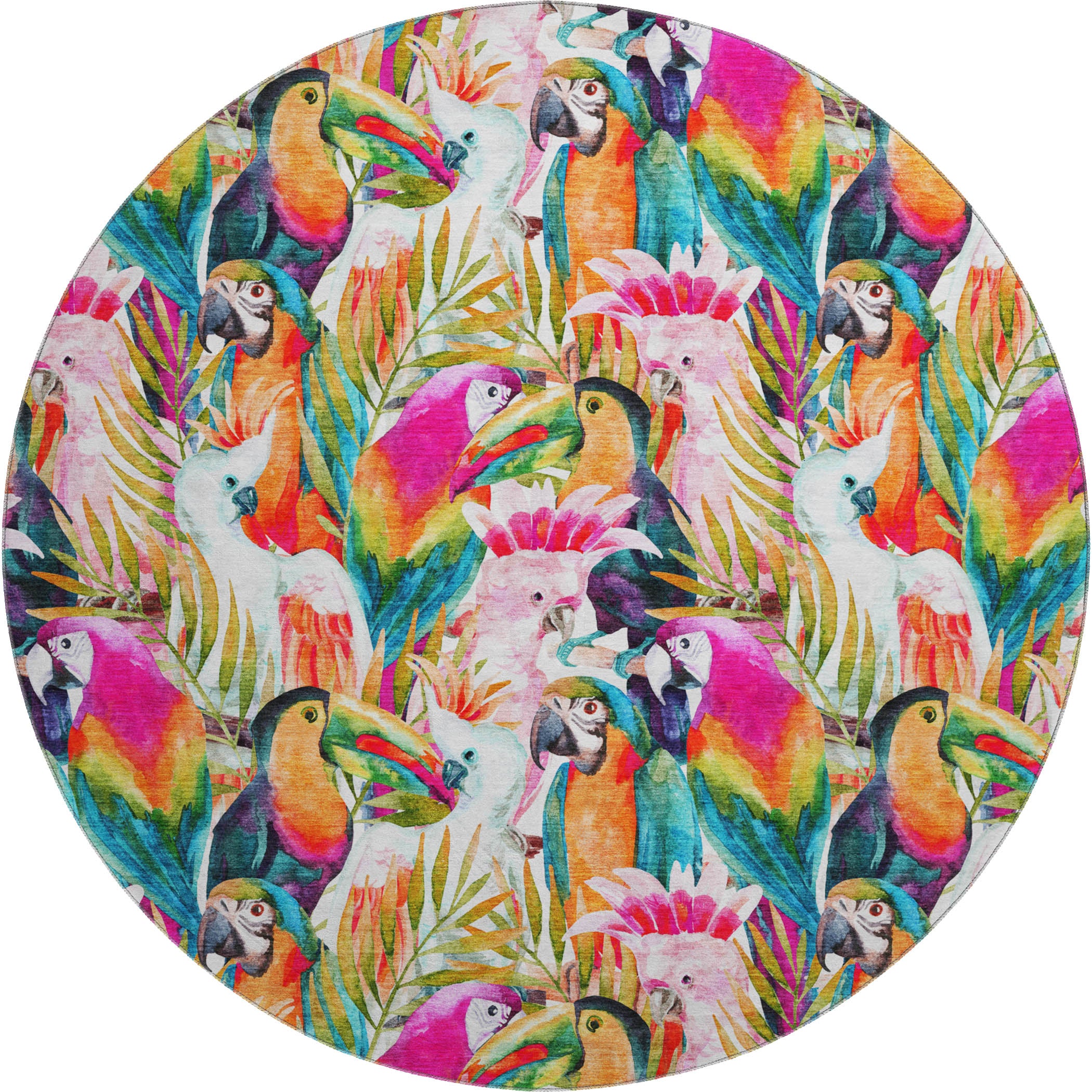 Sarajevo Machine Washable Tropical Multi Rug 8' x 8' #shape_Round