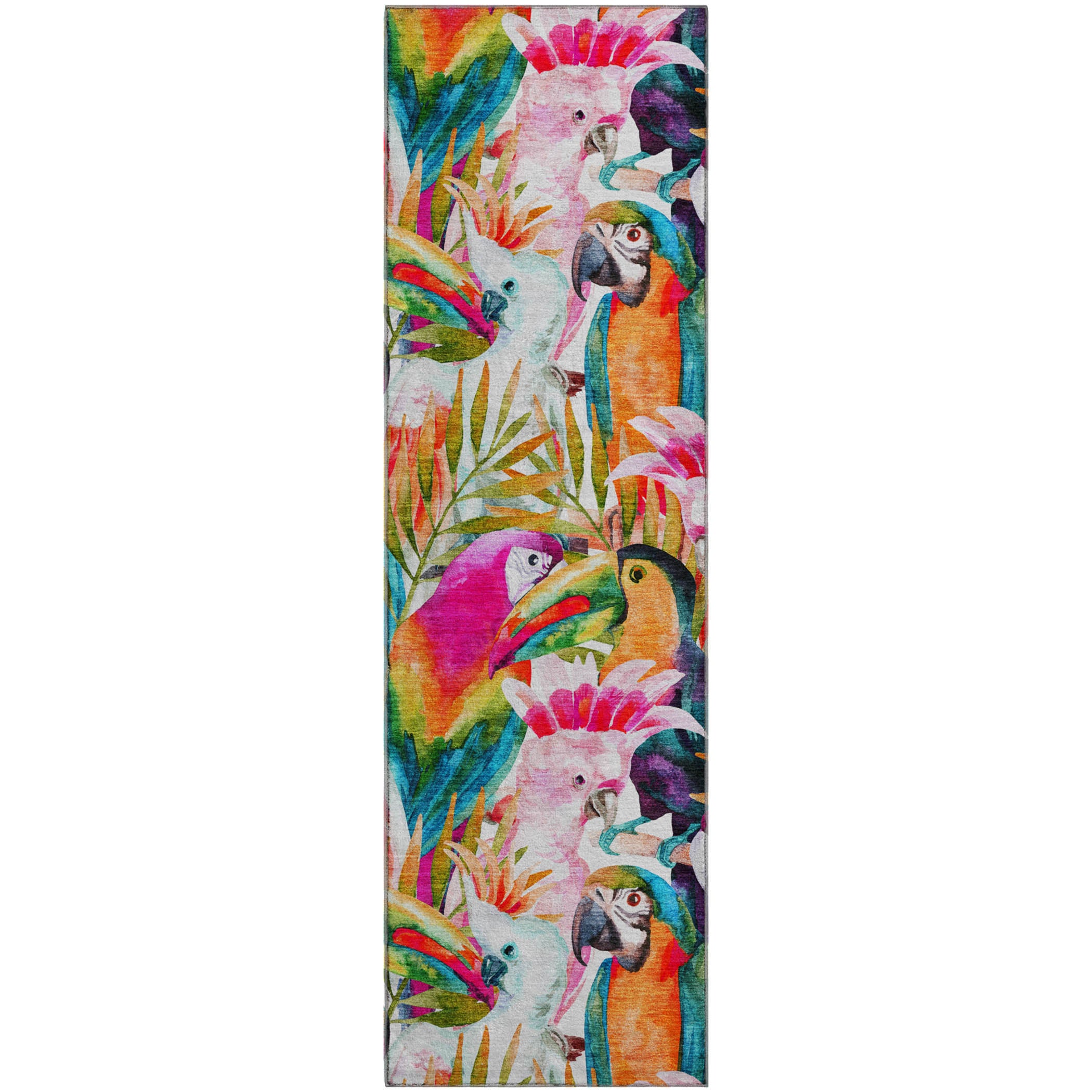 Sarajevo Machine Washable Tropical Multi Rug 2'3" x 7'6" #shape_Runner