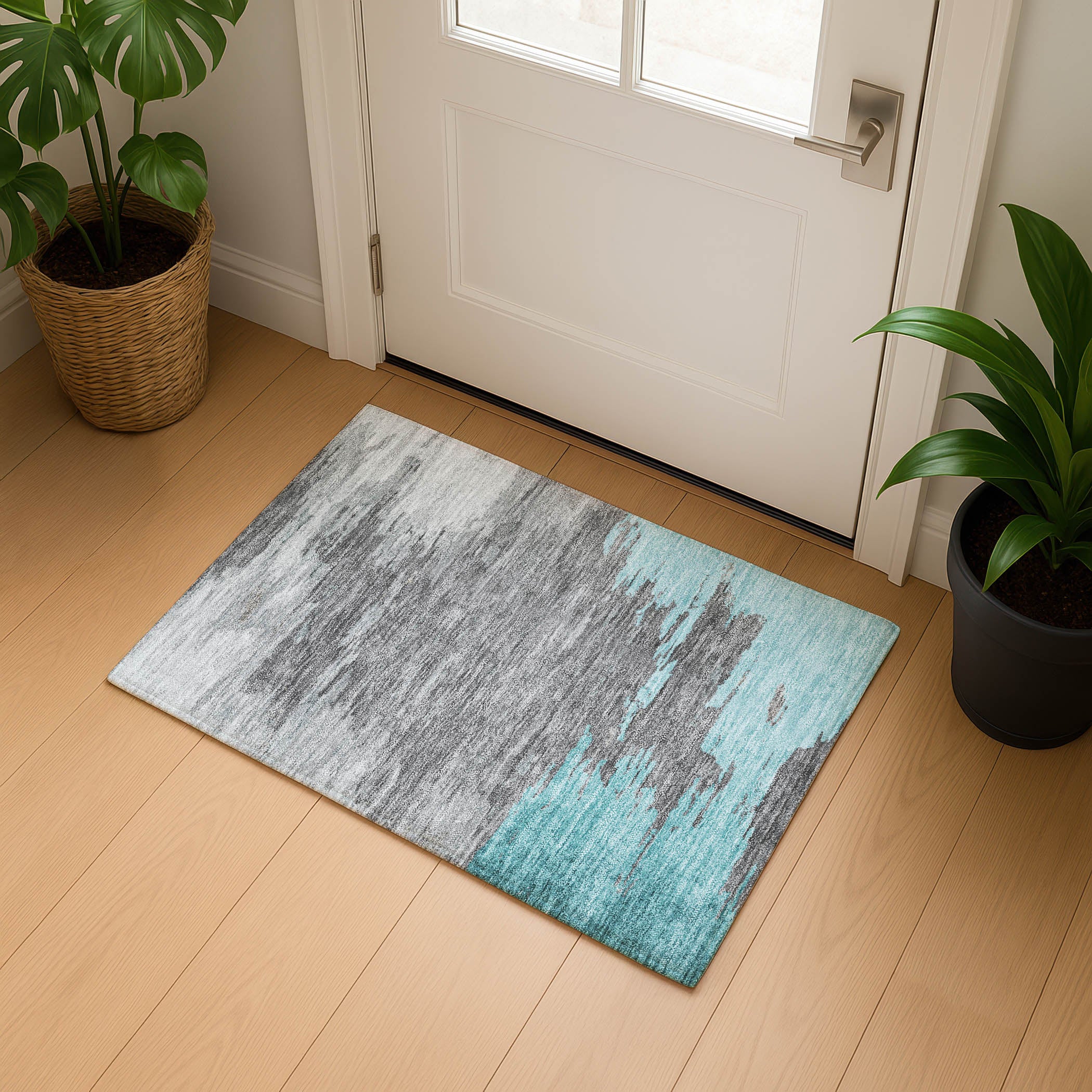 Jaipur Machine Washable Transitional Teal Rug 1'8" x 2'6" #shape_Rectangle