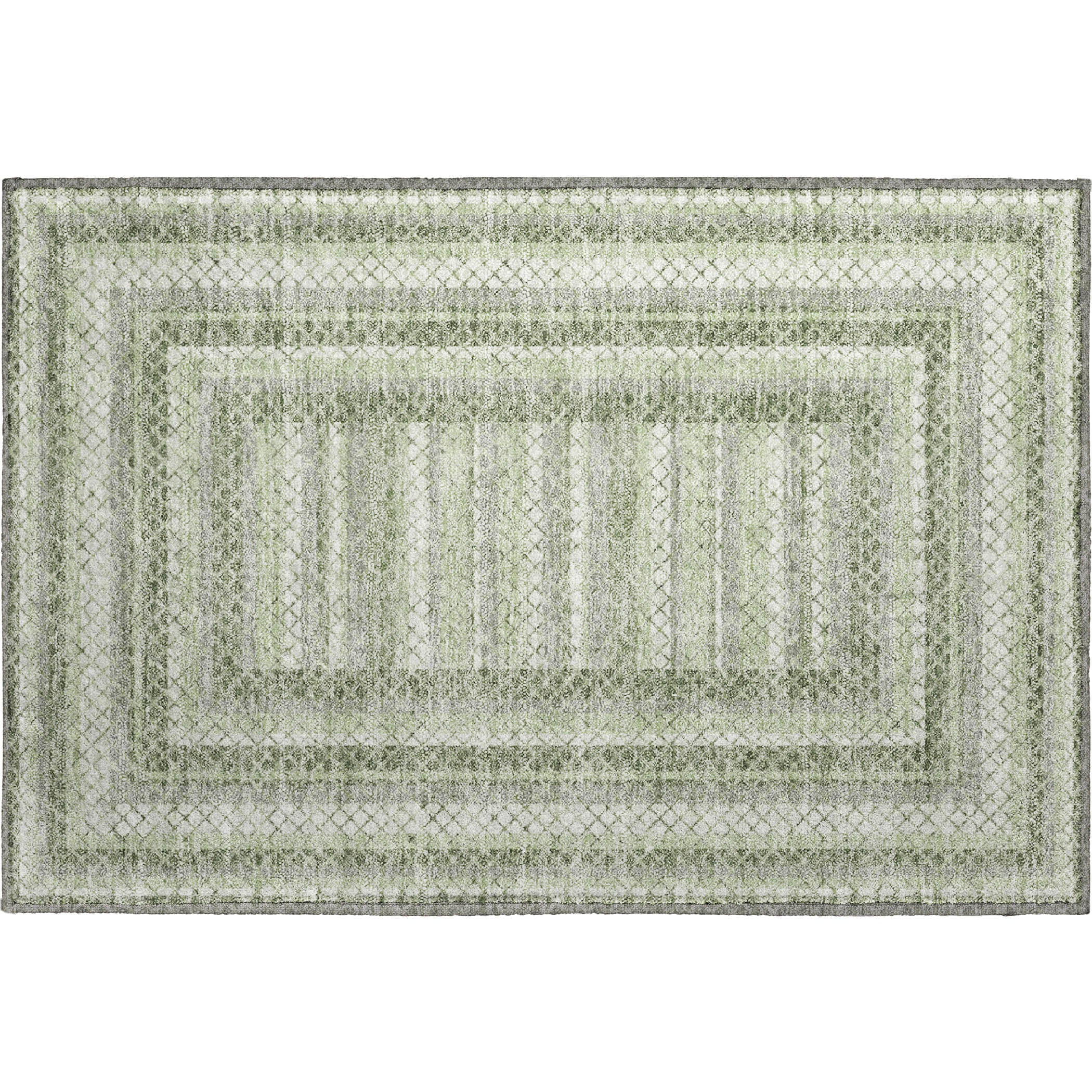 Mostar Machine Washable Transitional Aloe Green Rug 1'8" x 2'6" #shape_Rectangle