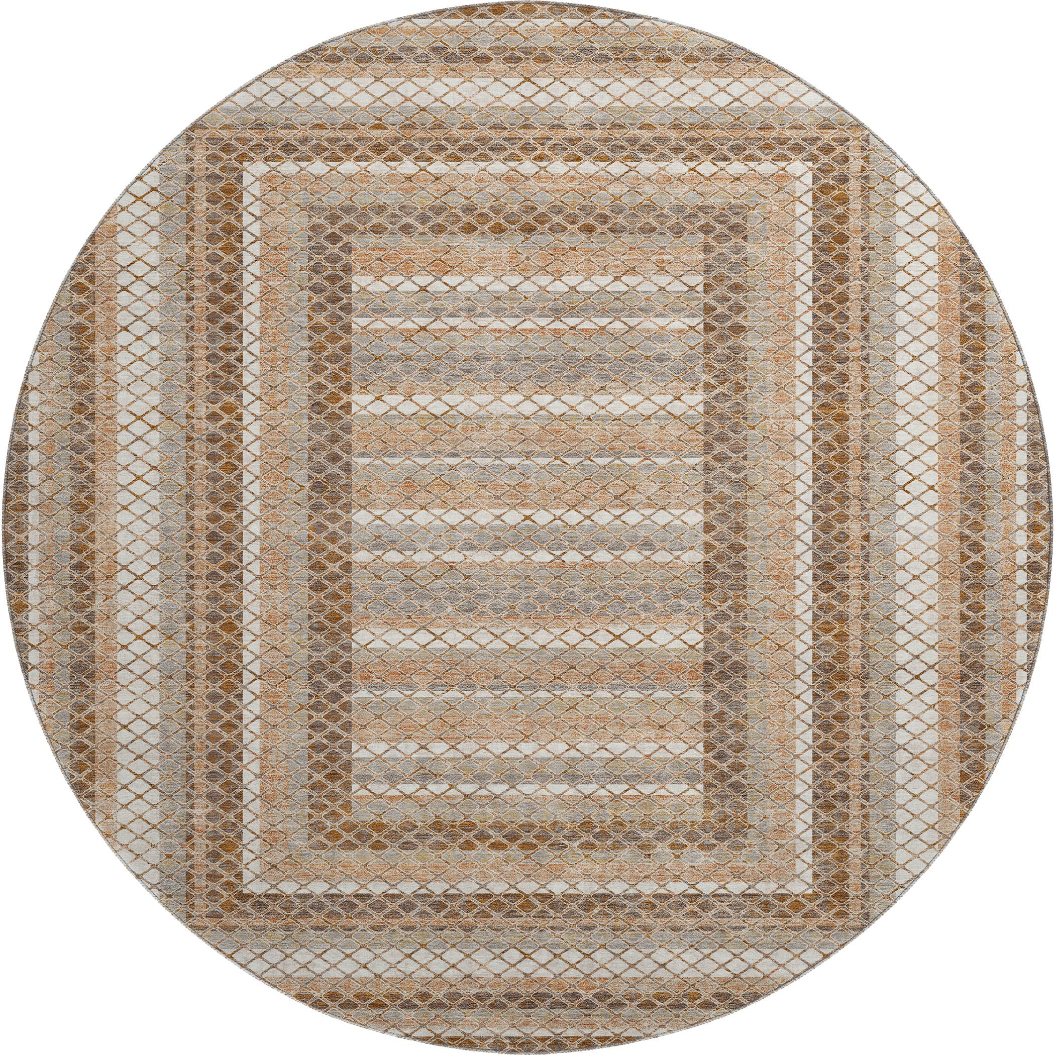 Mostar Machine Washable Transitional Chocolate Brown Rug 8' x 8' #shape_Round