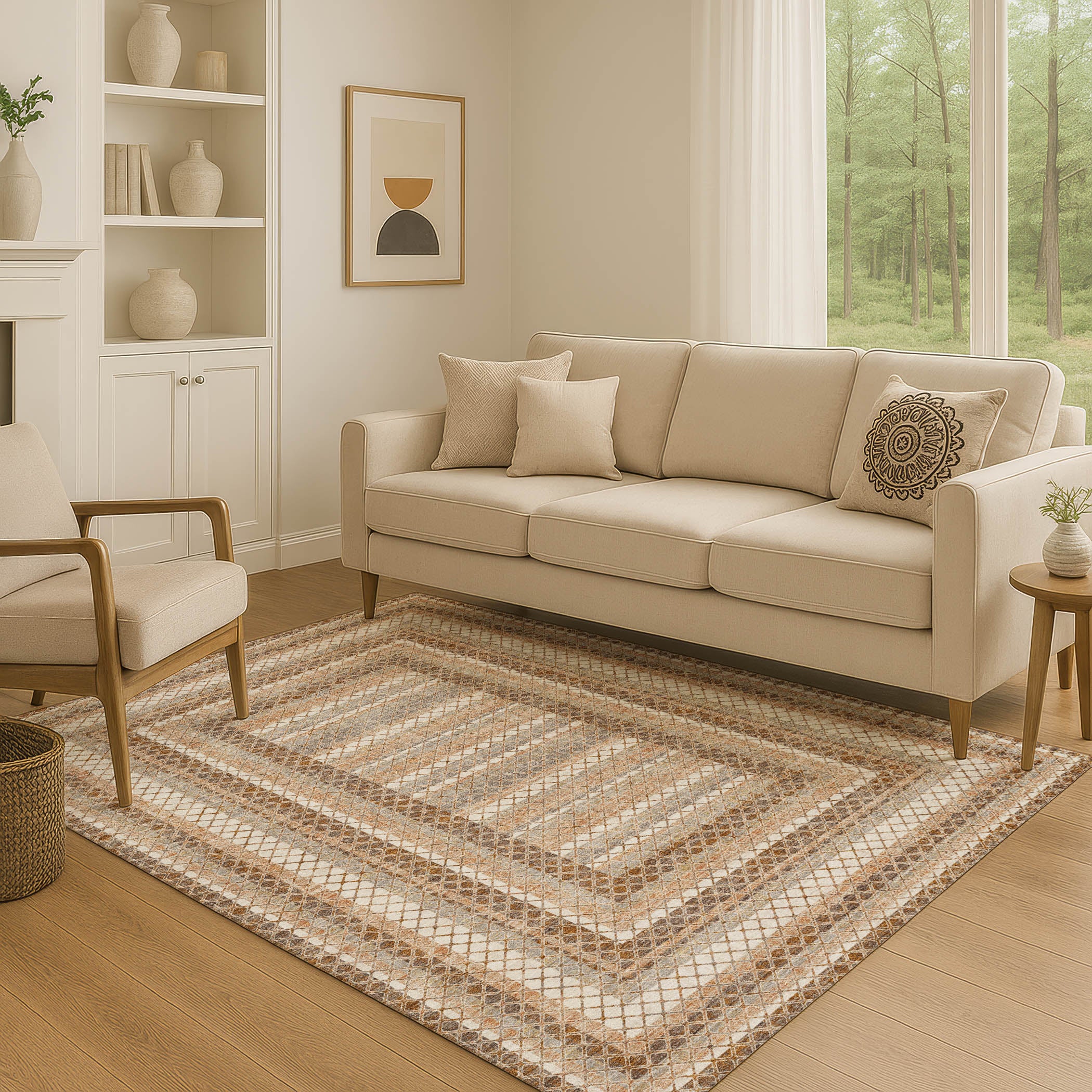 Mostar Machine Washable Transitional Chocolate Brown Rug 2'6" x 3'10" #shape_Rectangle