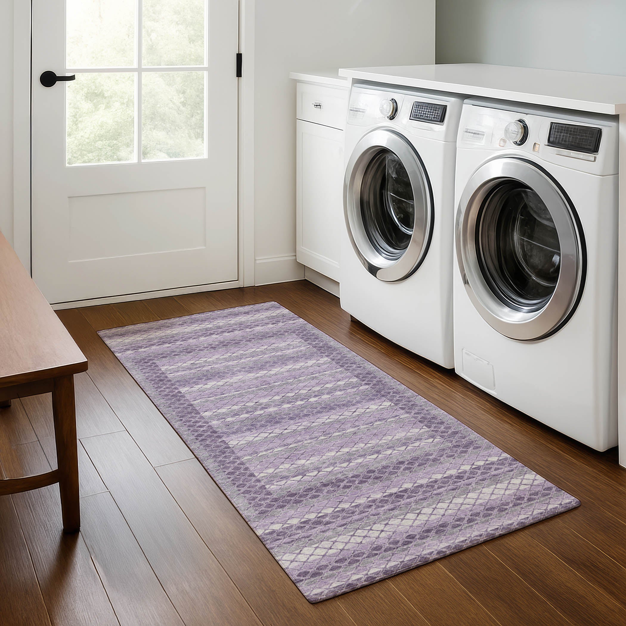 Mostar Machine Washable Transitional Lavender Purple Rug 2'3" x 7'6" #shape_Runner