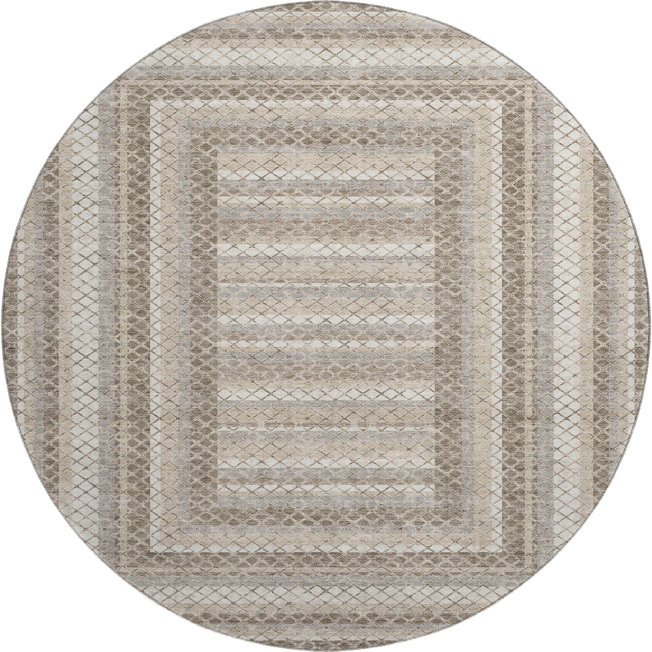 Mostar Machine Washable Transitional Taupe Brown Rug 8' x 8' #shape_Round