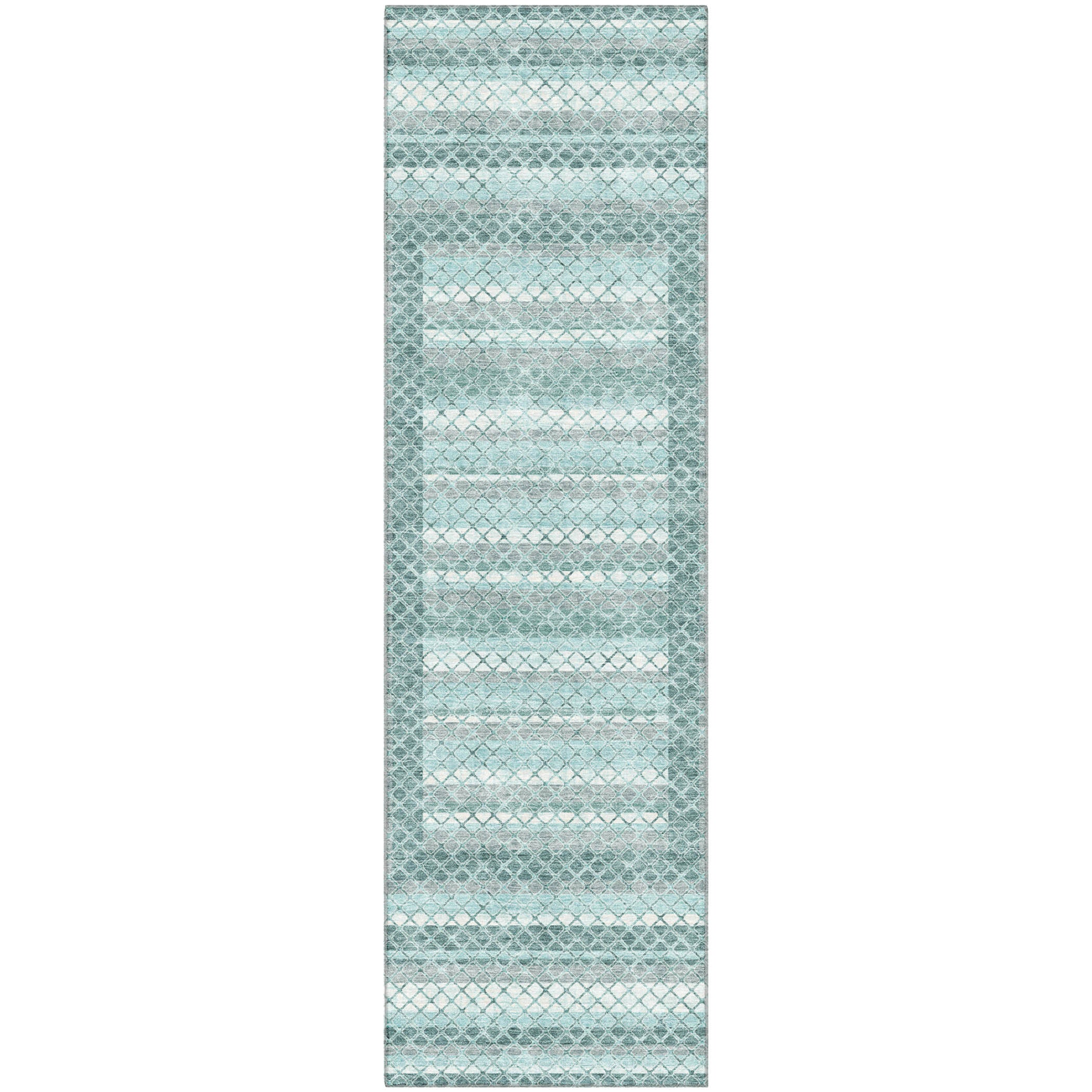 Mostar Machine Washable Transitional Teal Rug 2'3" x 7'6" #shape_Runner