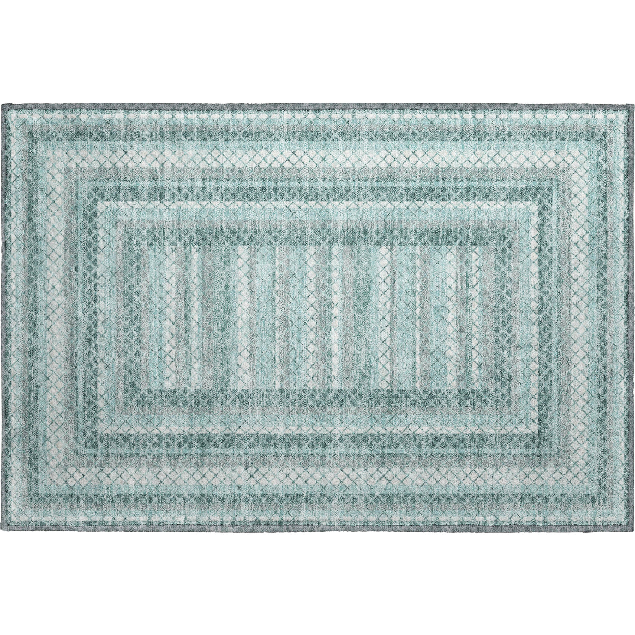 Mostar Machine Washable Transitional Teal Rug 1'8" x 2'6" #shape_Rectangle