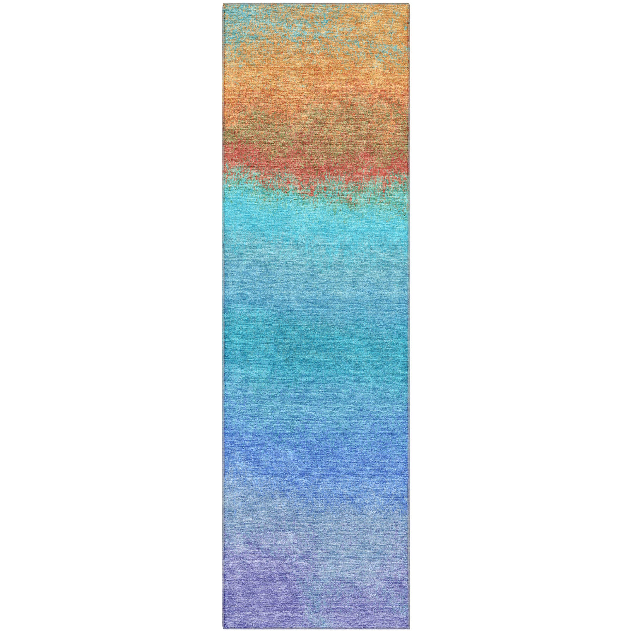 Mdina Machine Washable Transitional Aqua Teal Rug 2'3" x 7'6" #shape_Runner