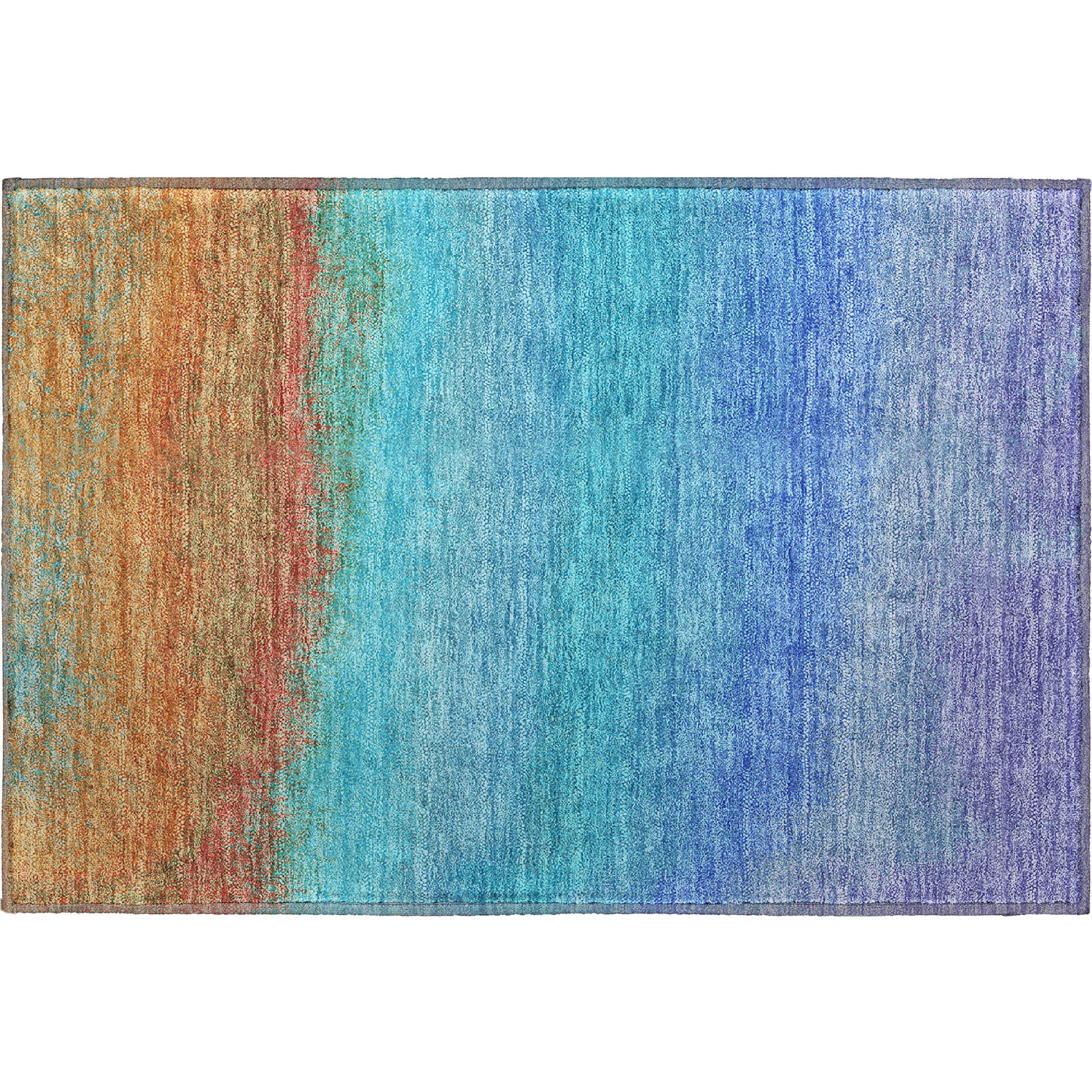 Mdina Machine Washable Transitional Aqua Teal Rug 1'8" x 2'6" #shape_Rectangle