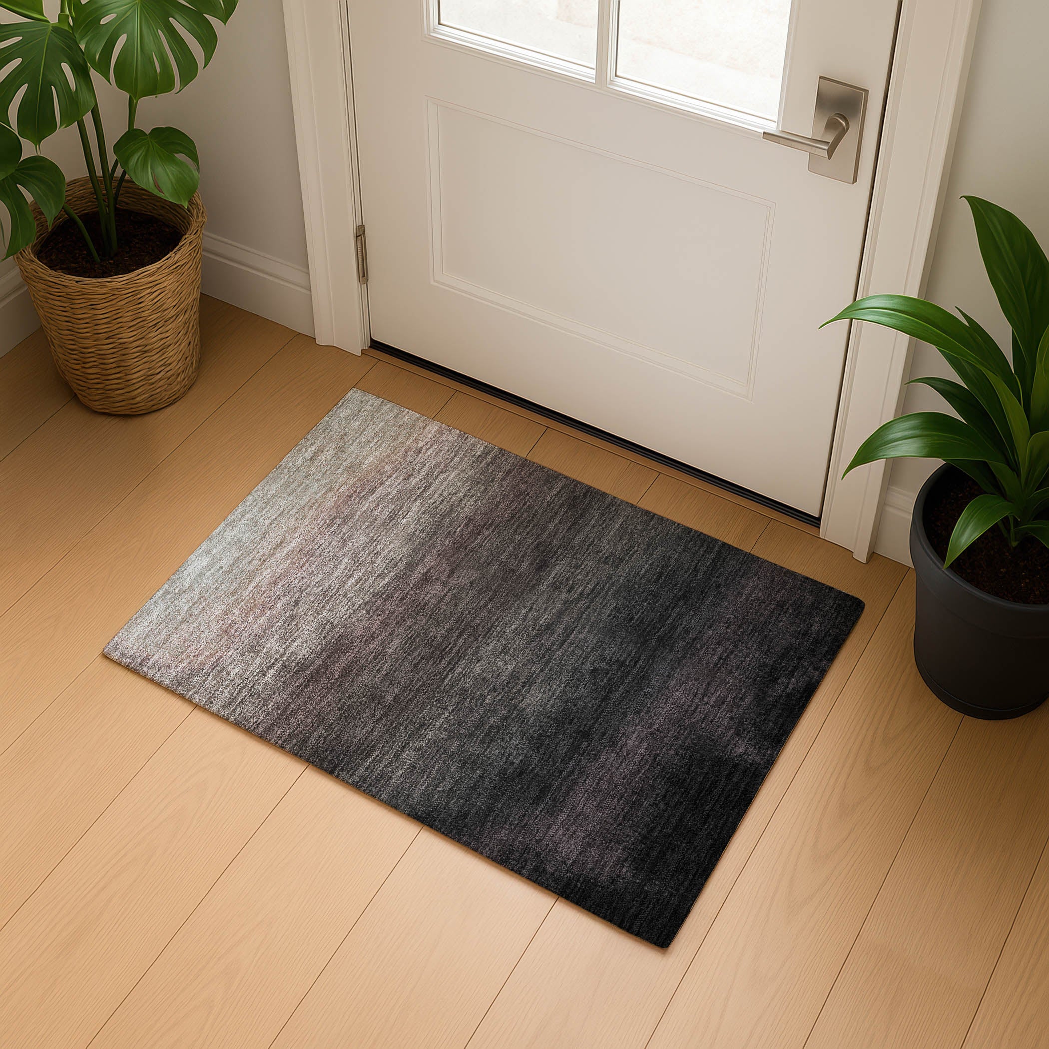 Mdina Machine Washable Transitional Black Rug 1'8" x 2'6" #shape_Rectangle