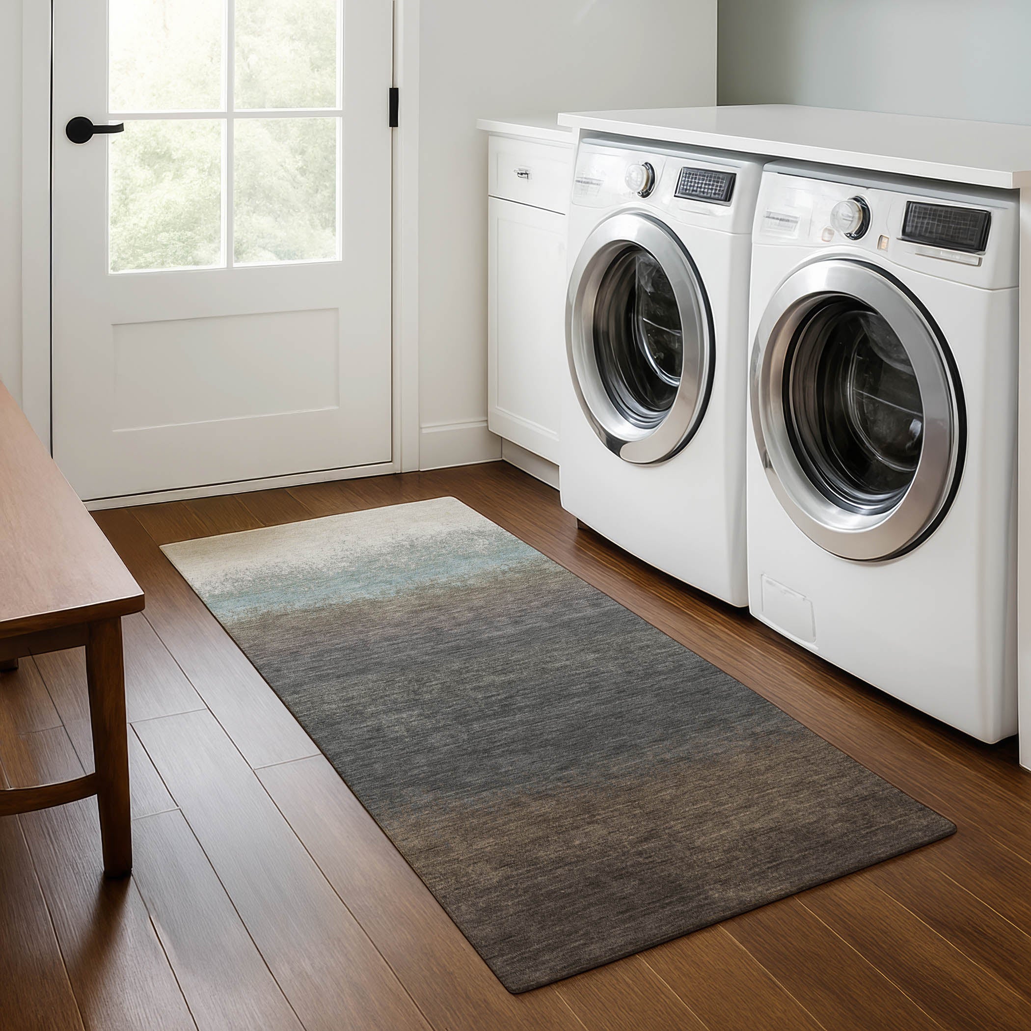 Mdina Machine Washable Transitional Brown Rug 2'3" x 7'6" #shape_Runner